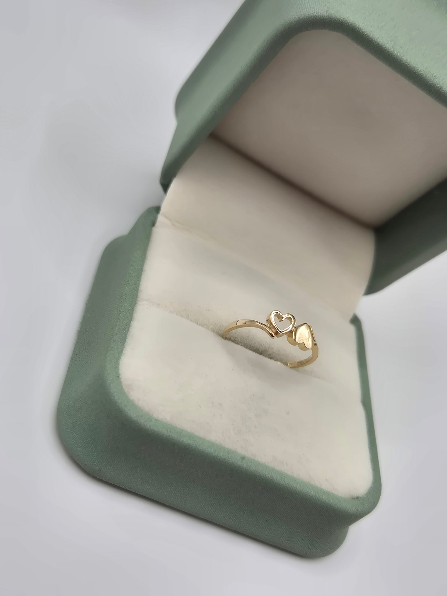 9ct gold double heart ring