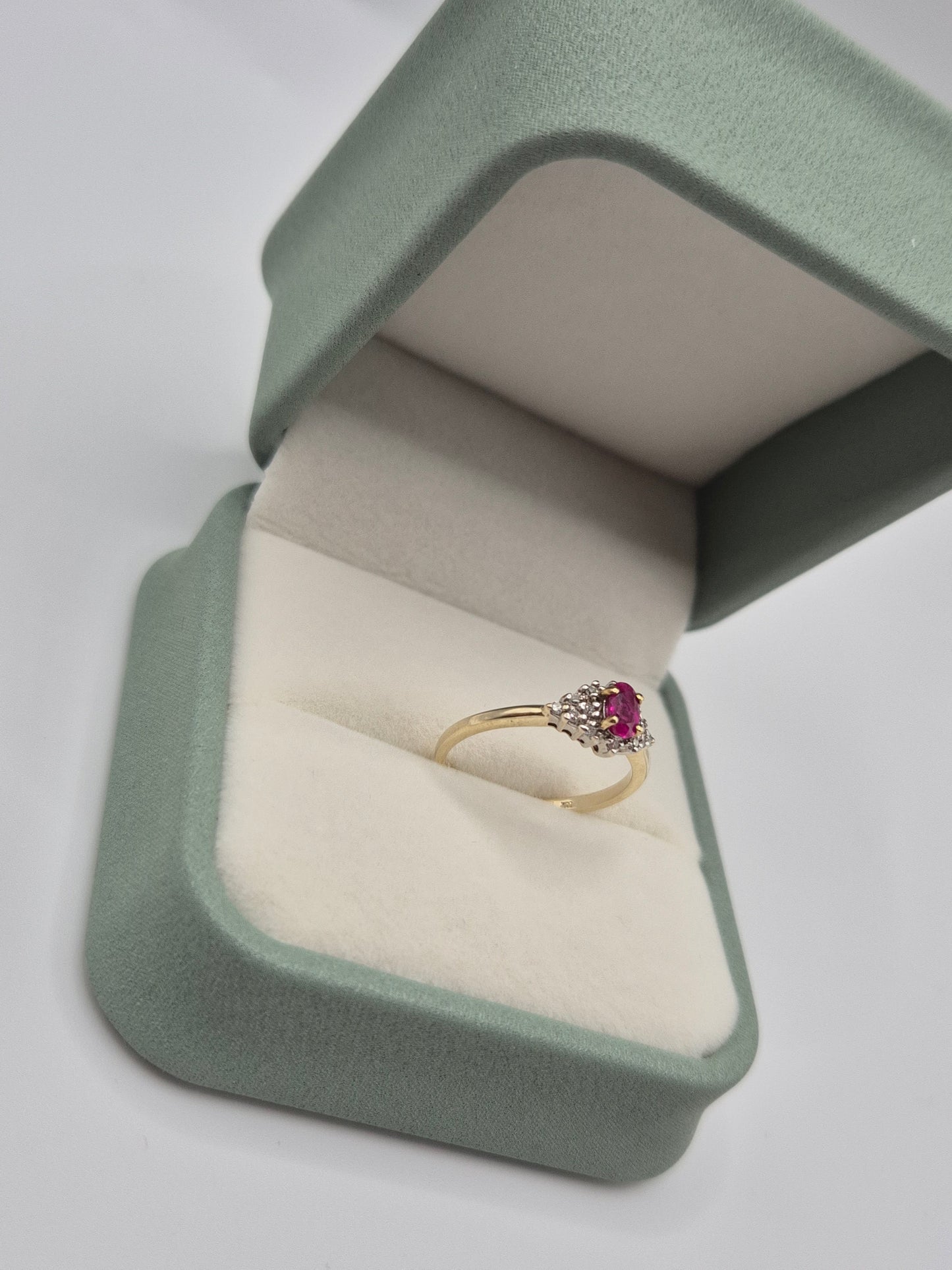 9ct gold ruby and diamond ring