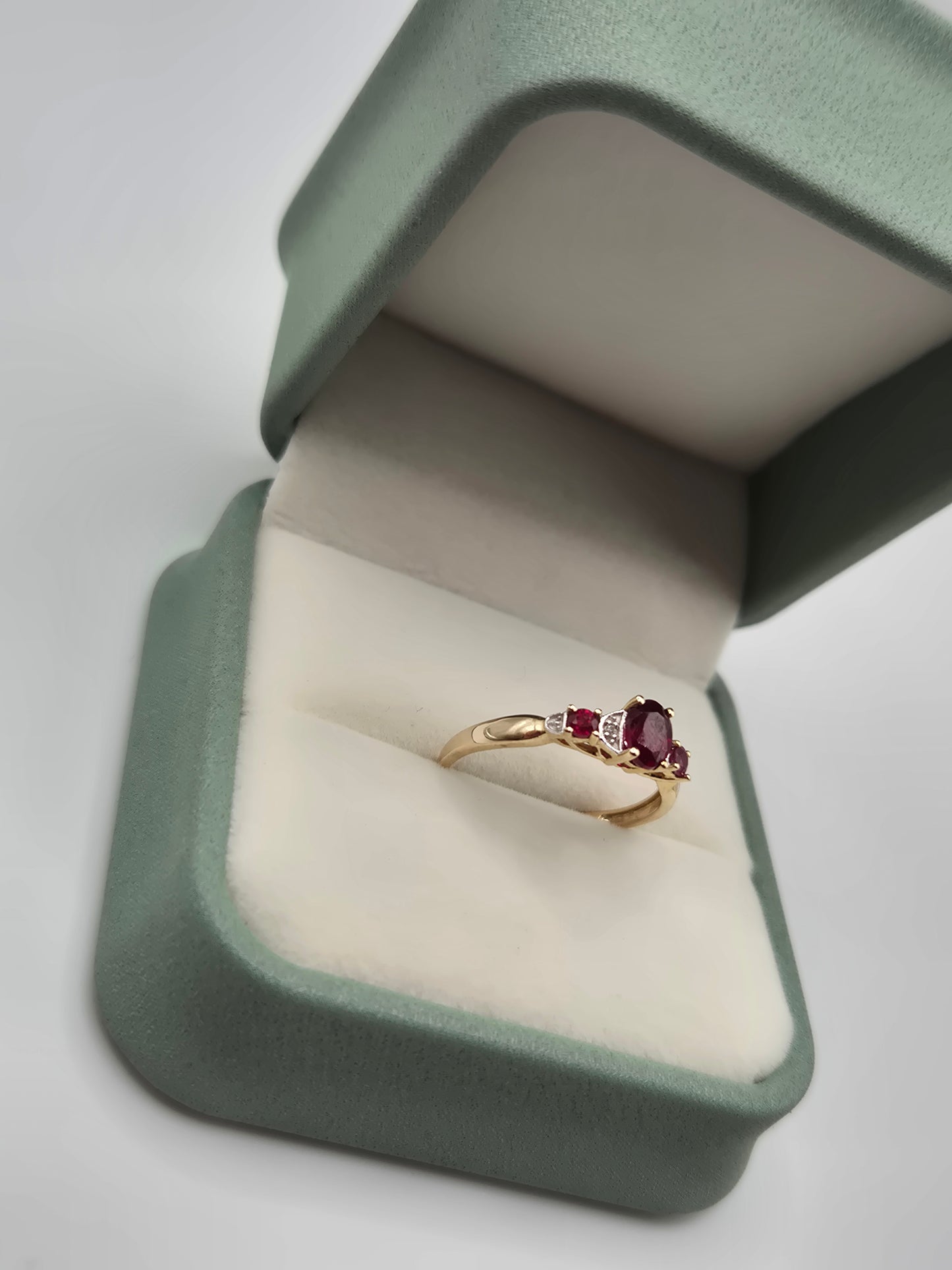 9ct gold ruby and diamond ring