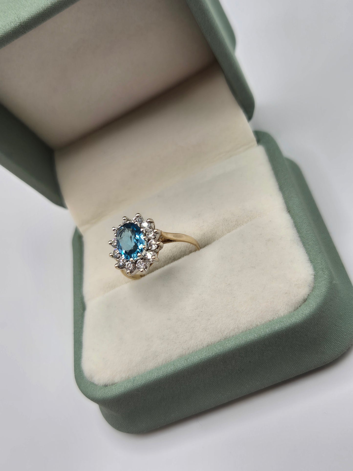 9ct gold topaz and cz ring
