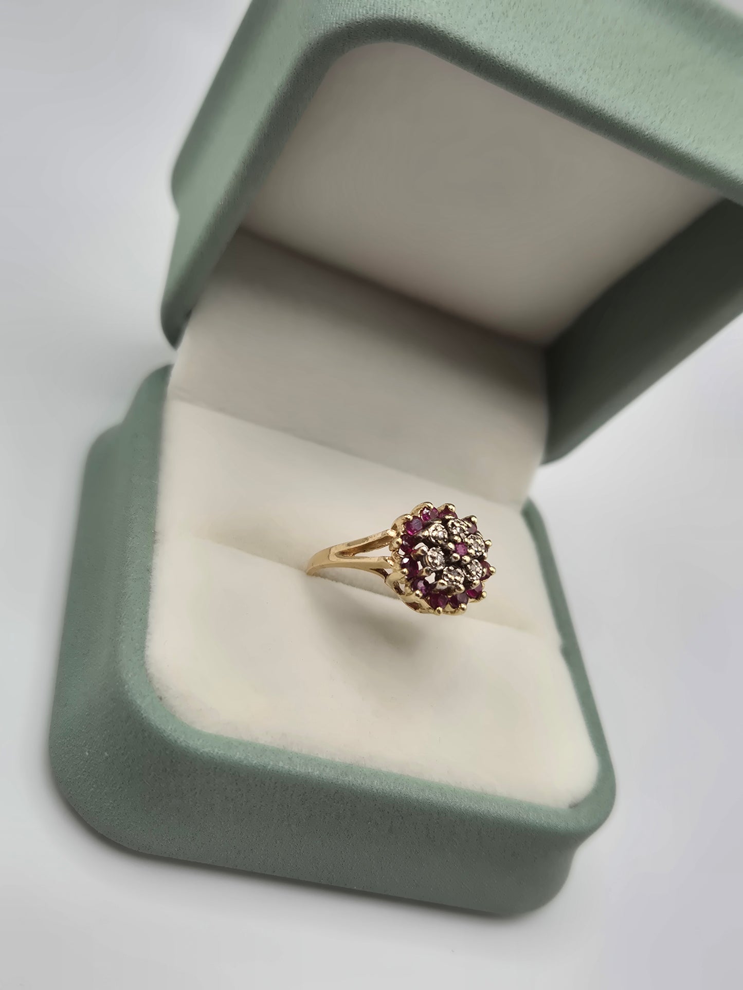 9ct gold ruby and diamond ring