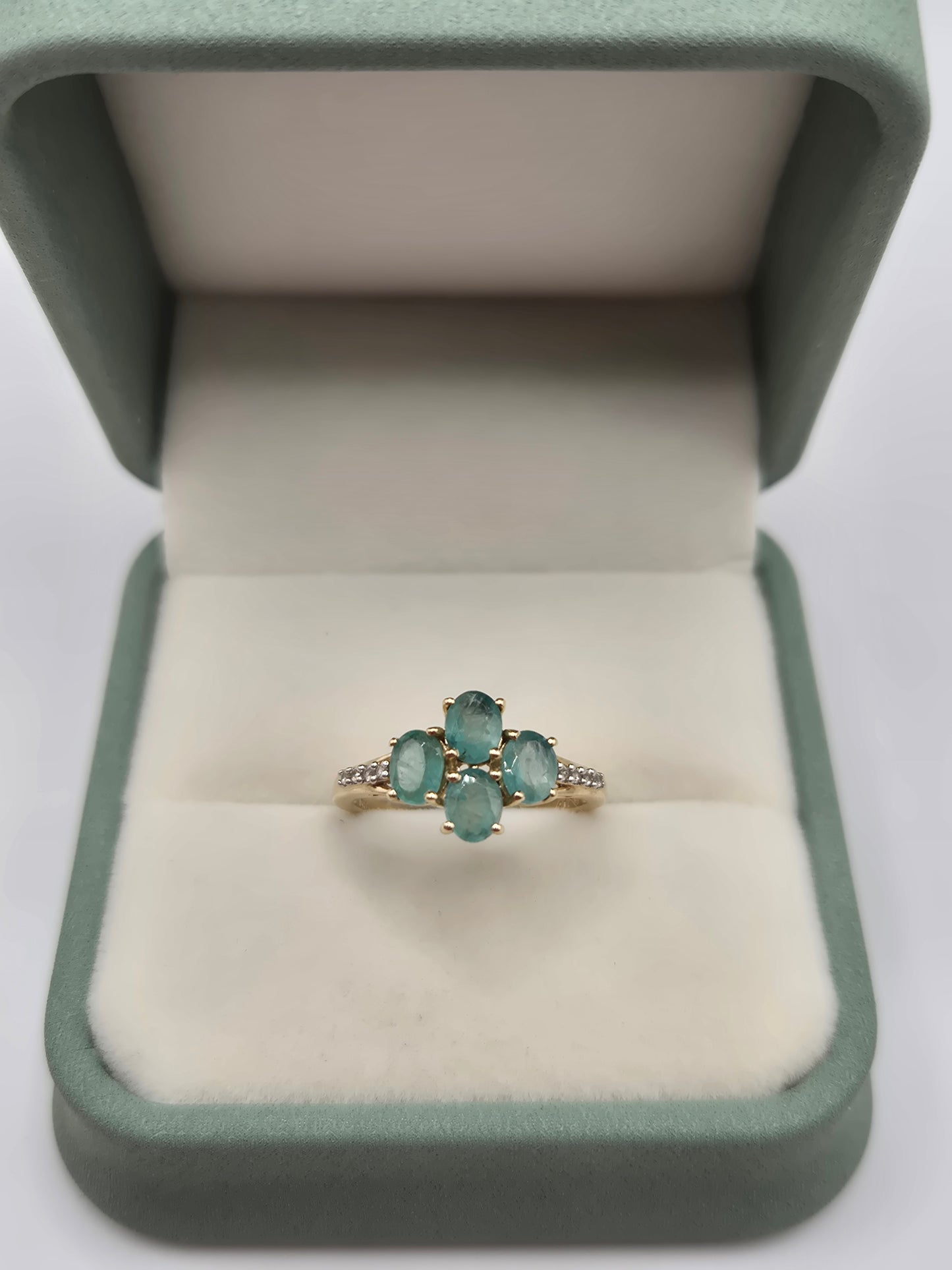 9ct gold grandidierite and diamond ring
