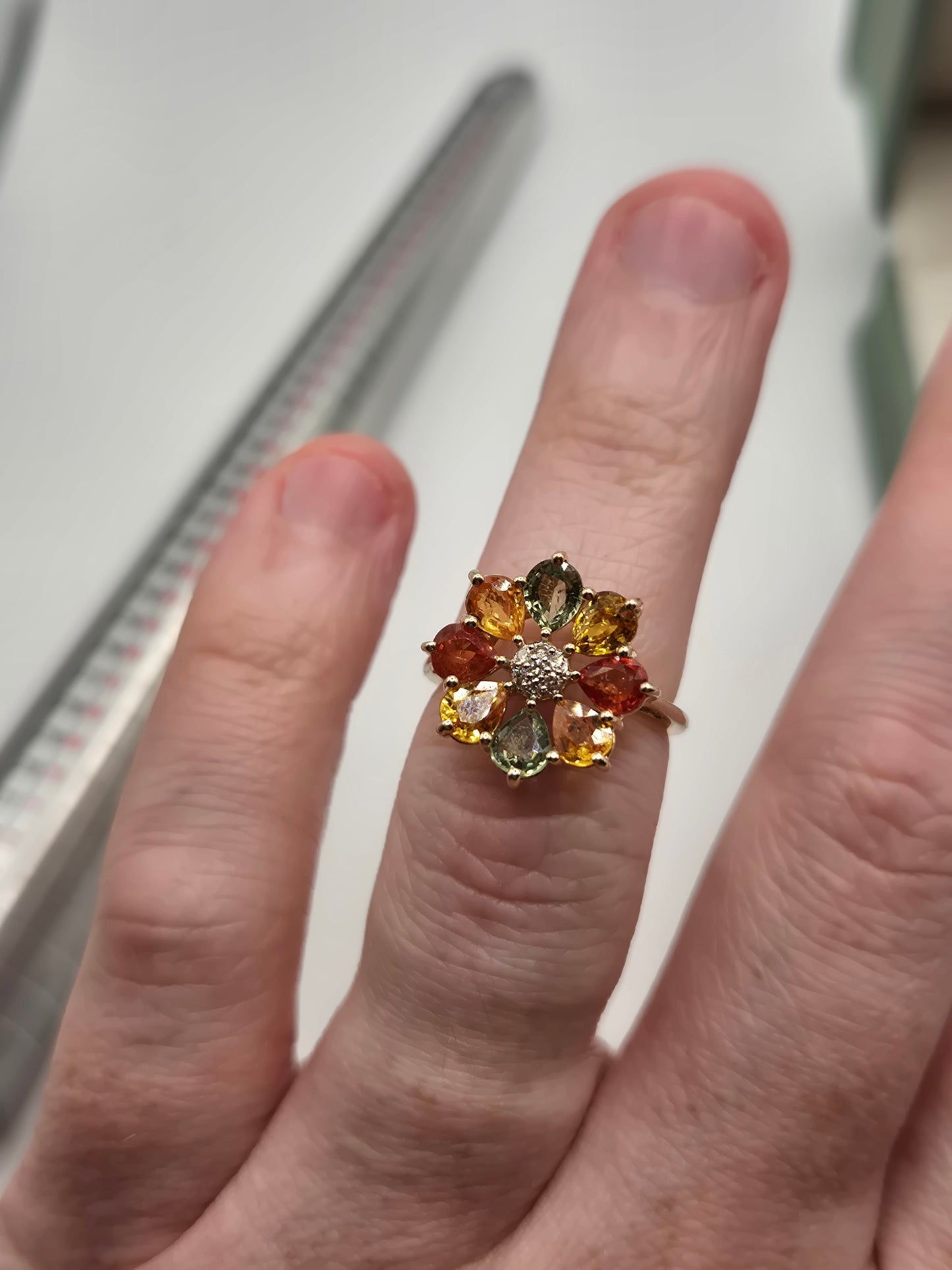 9ct gold fancy sapphire and diamond ring