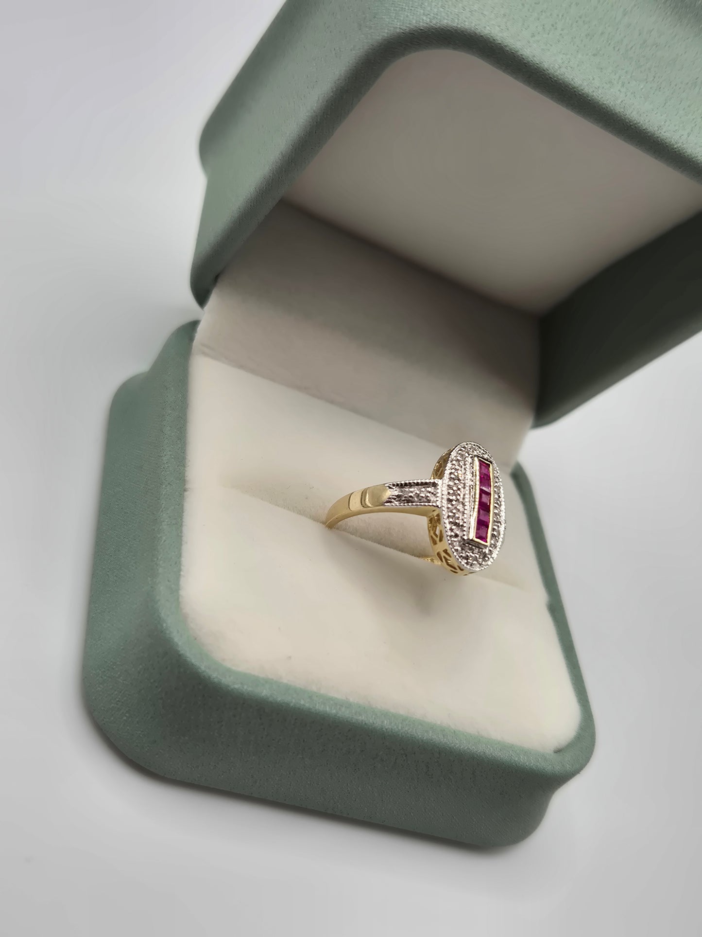 9ct gold ruby and diamond ring