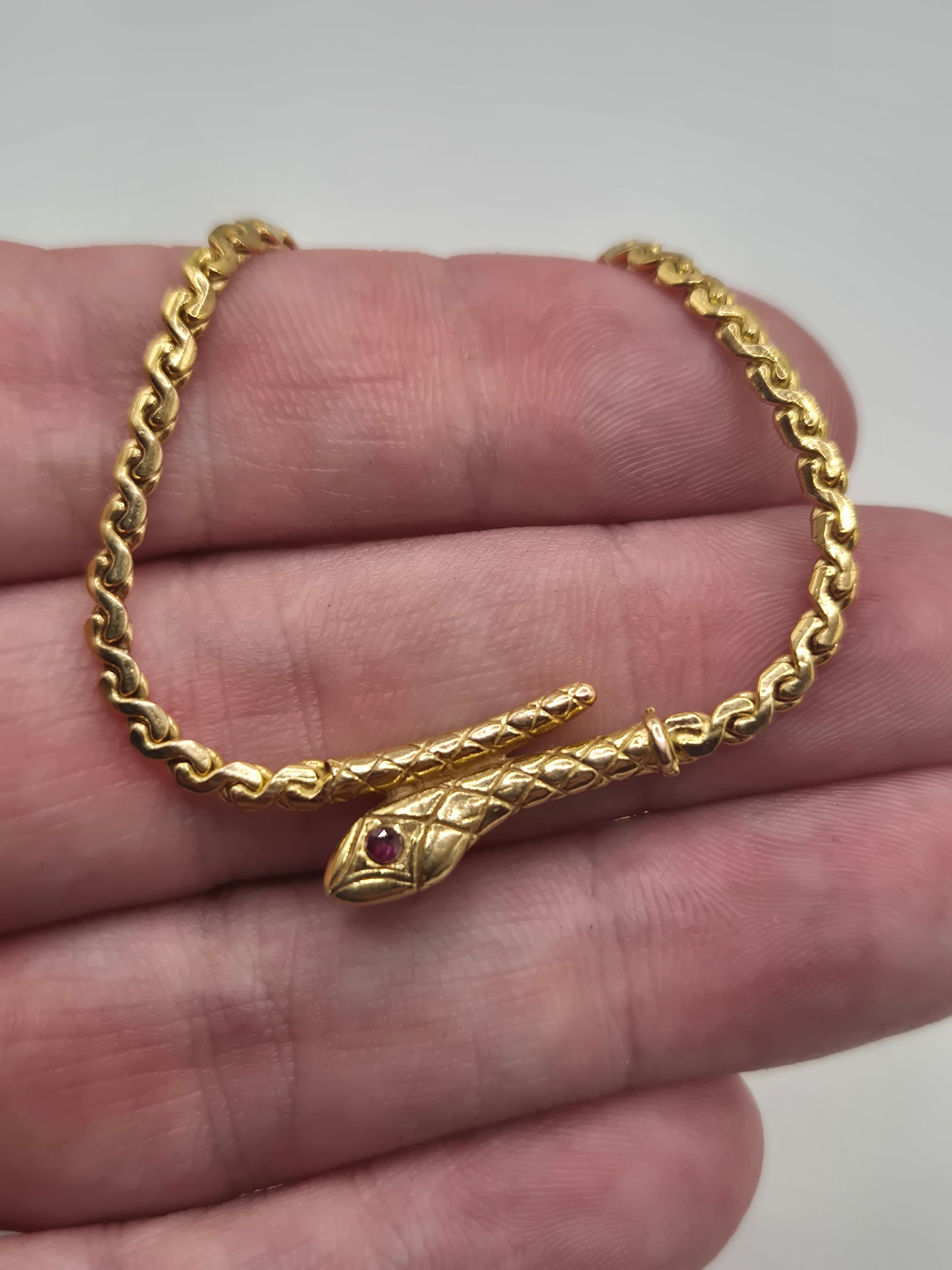 9ct gold ruby snake necklace