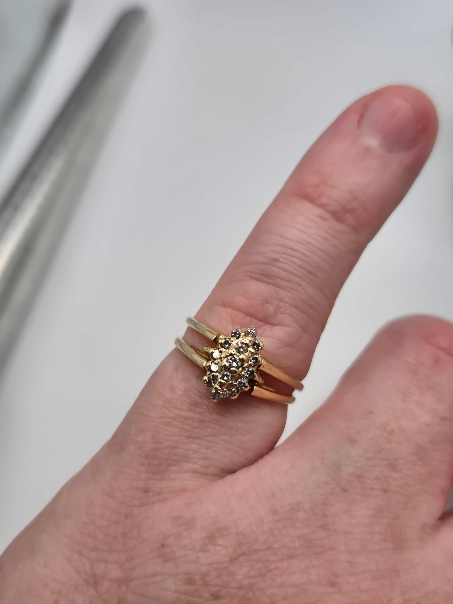 Heavy 14ct gold turquoise and diamond flip ring