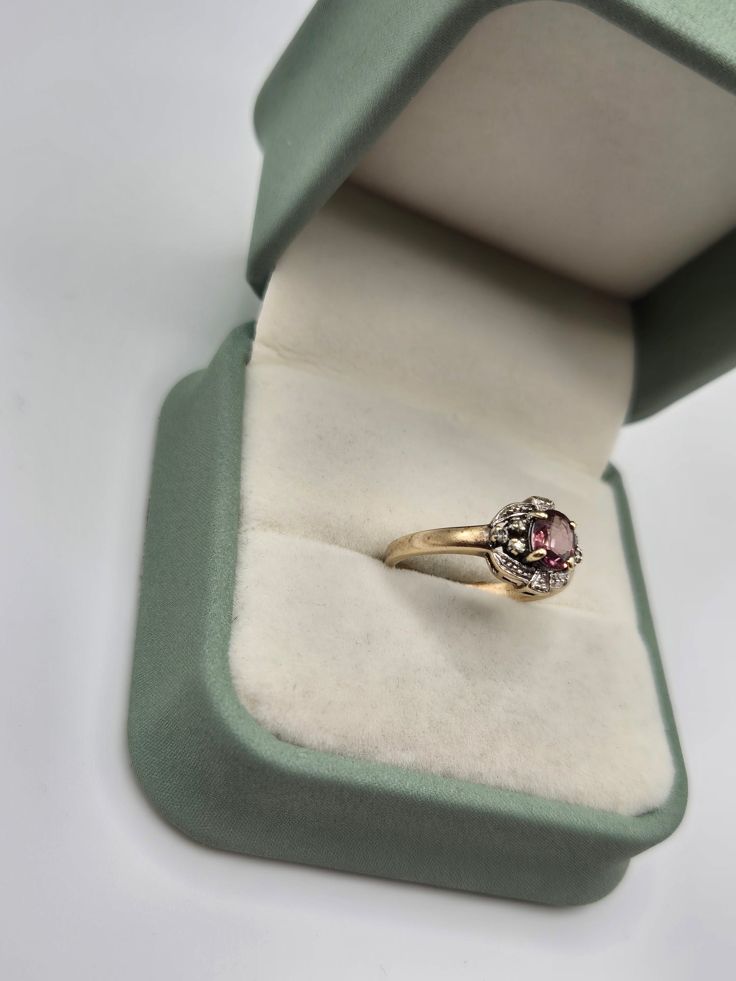 9ct gold tourmaline and diamond ring