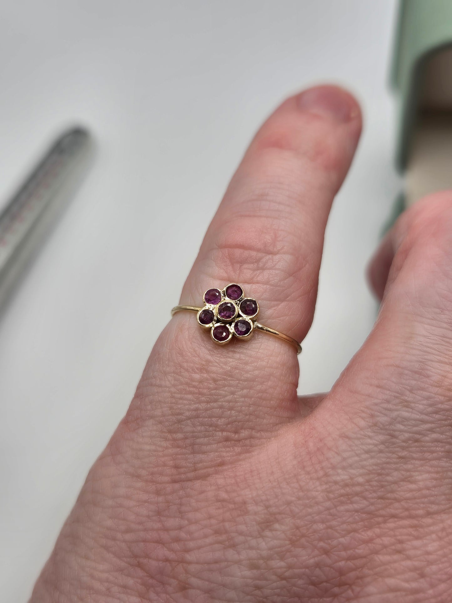 9ct gold ruby cluster ring