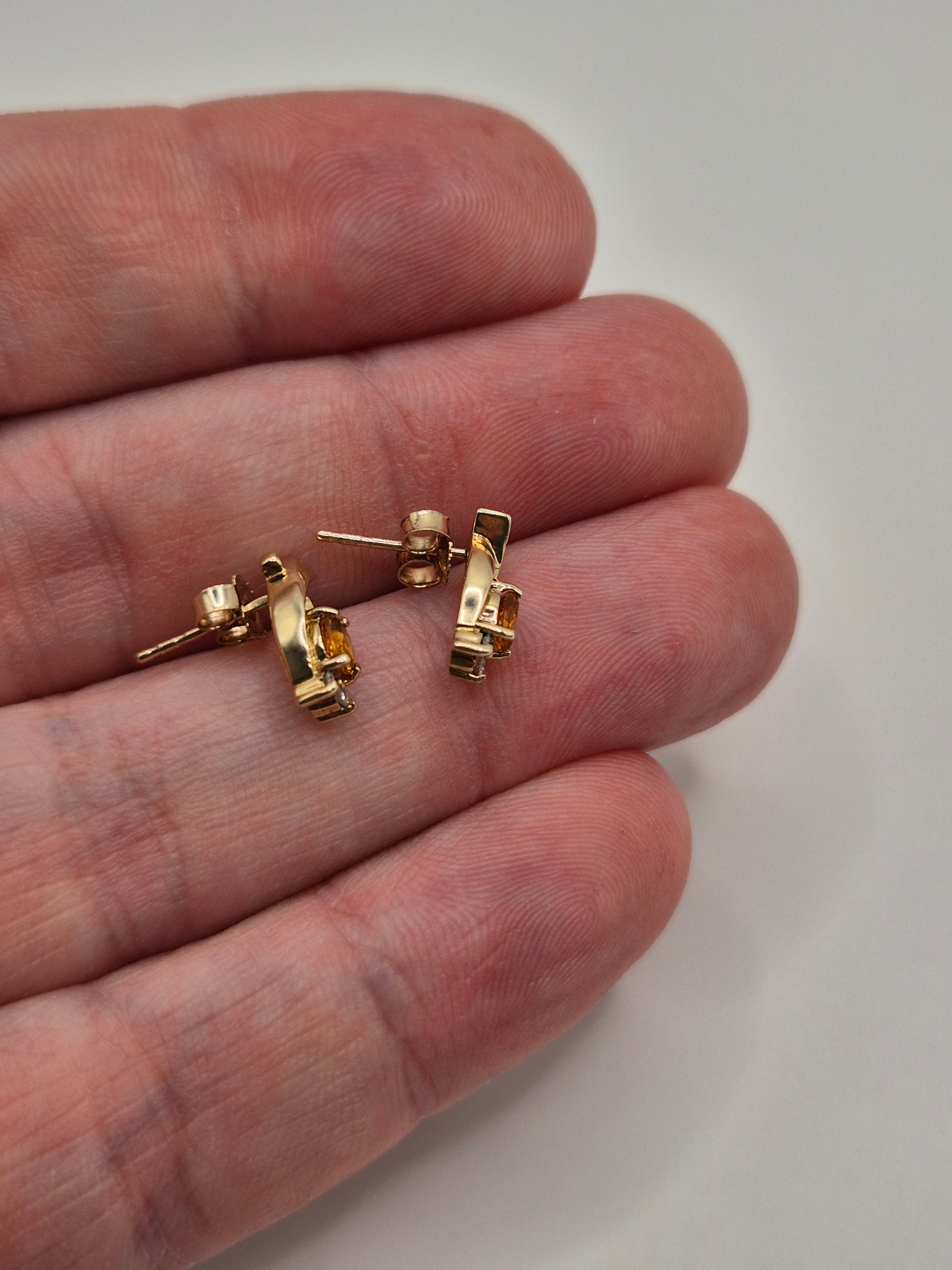 9ct gold citrine and diamond earrings