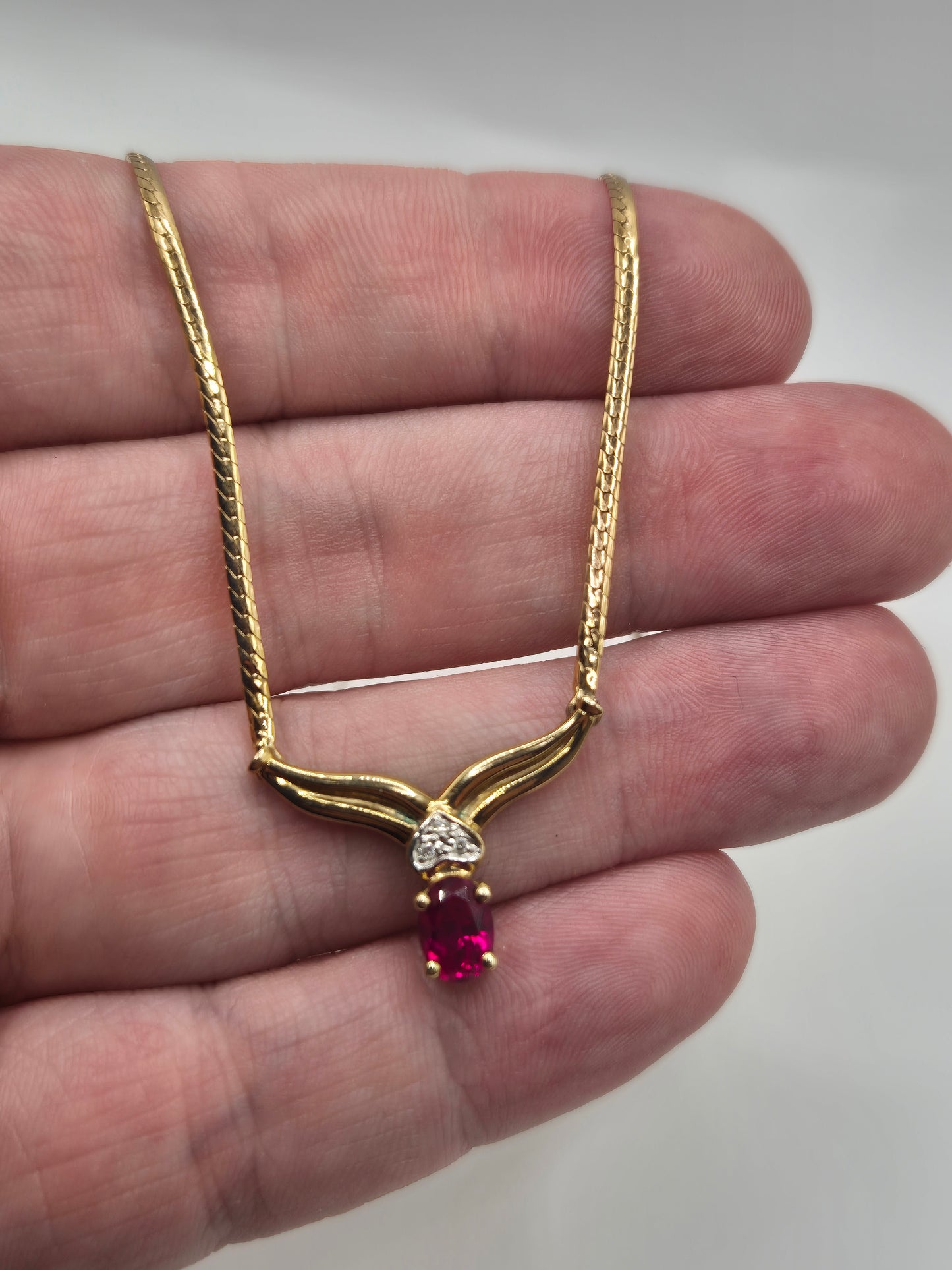 9ct gold ruby and diamond necklace