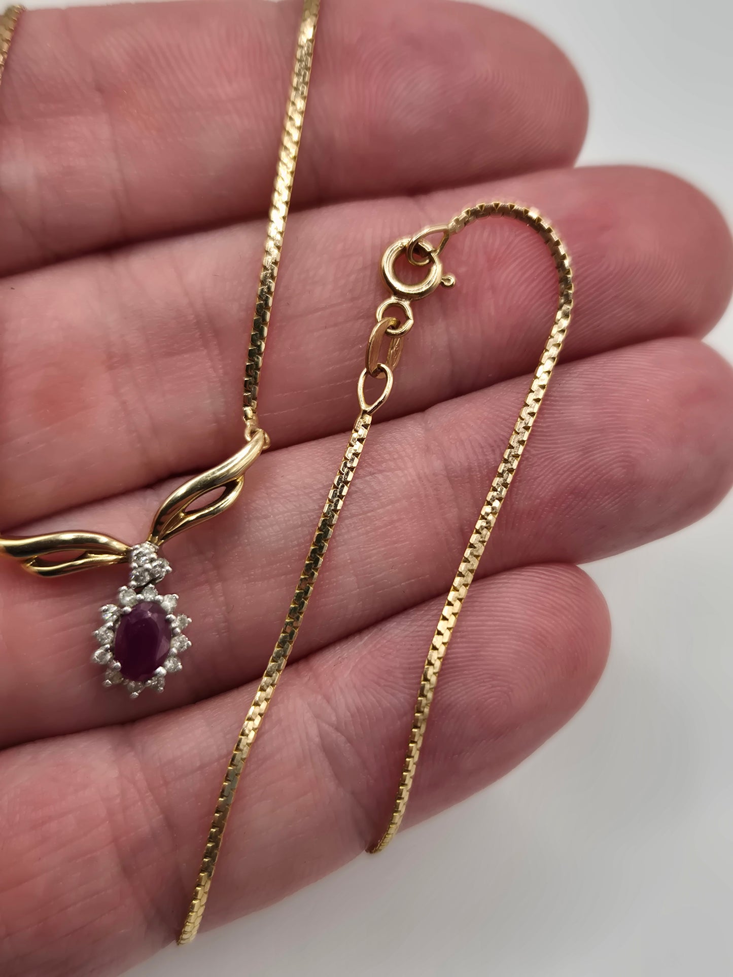 9ct gold ruby and diamond necklace