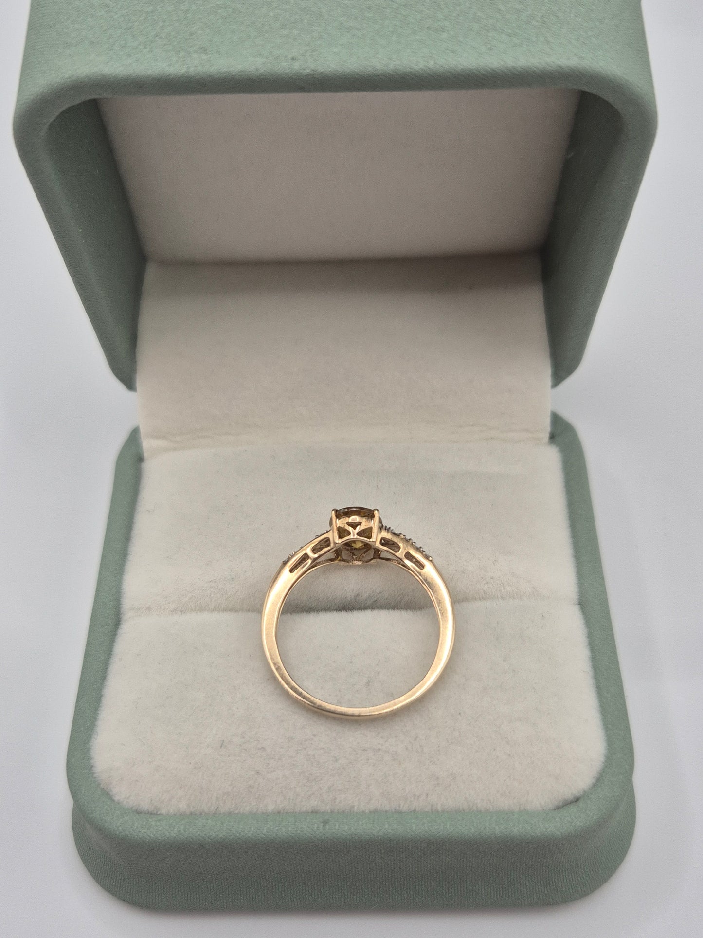 9ct gold citrine and zircon ring