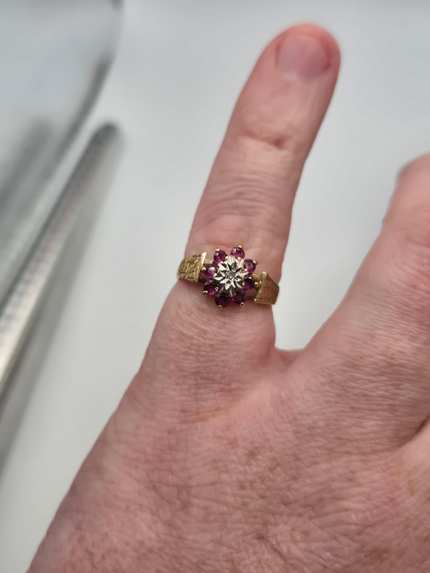 9ct gold ruby and diamond ring