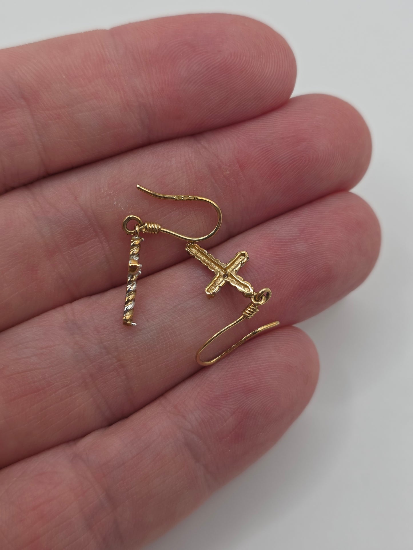 9ct gold diamond cross earrings