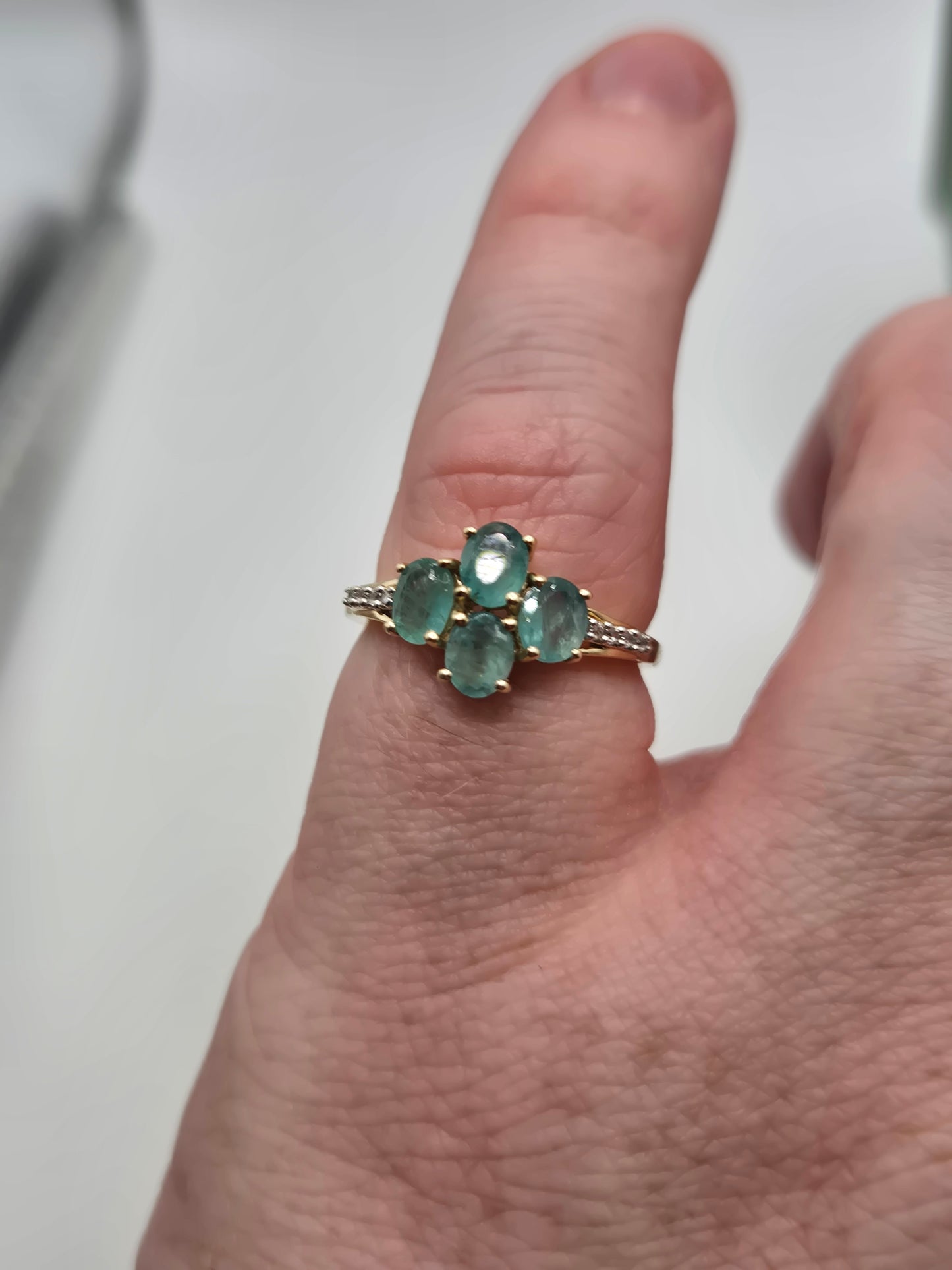 9ct gold grandidierite and diamond ring