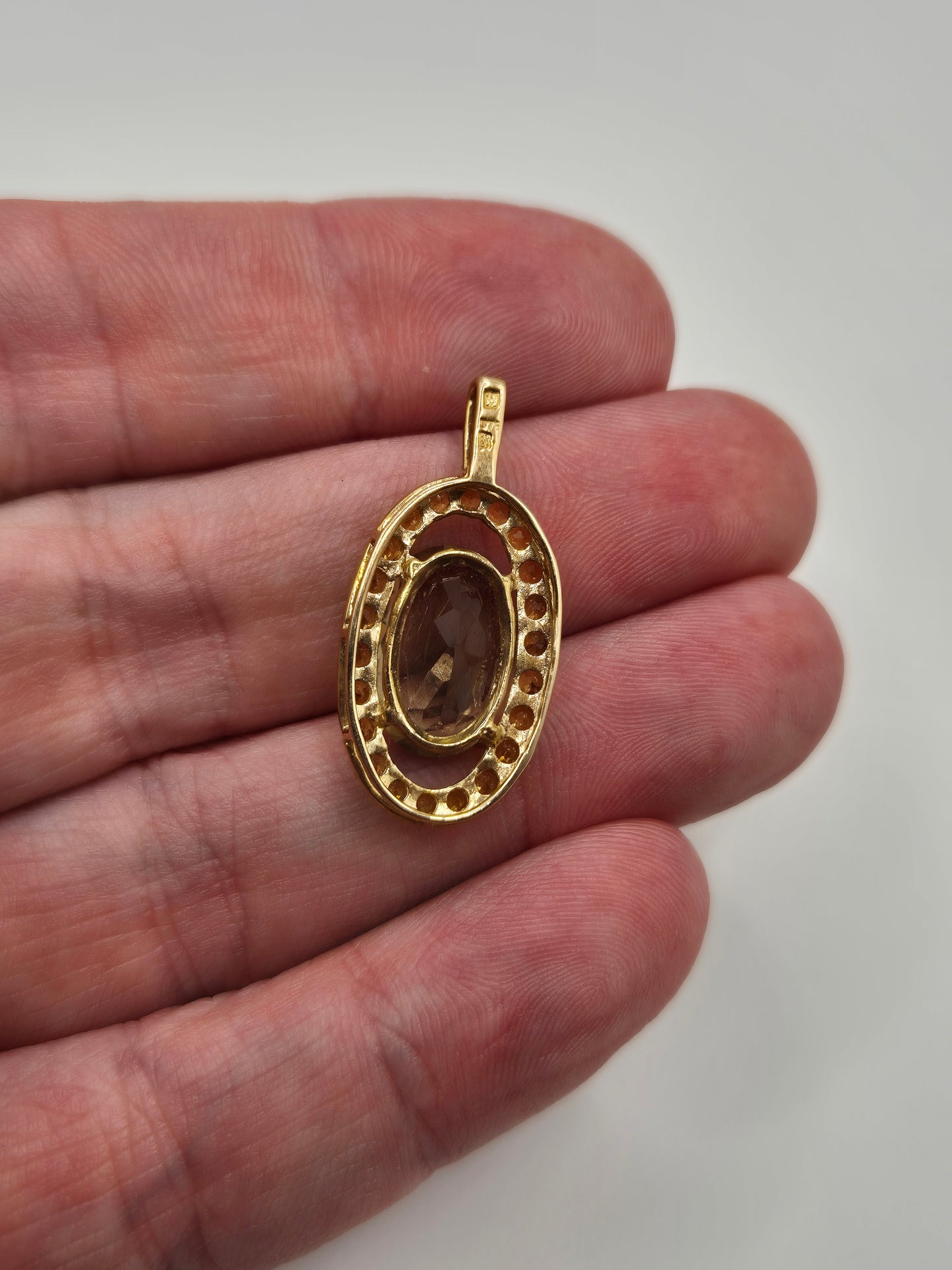 9ct gold citrine and diamond pendant