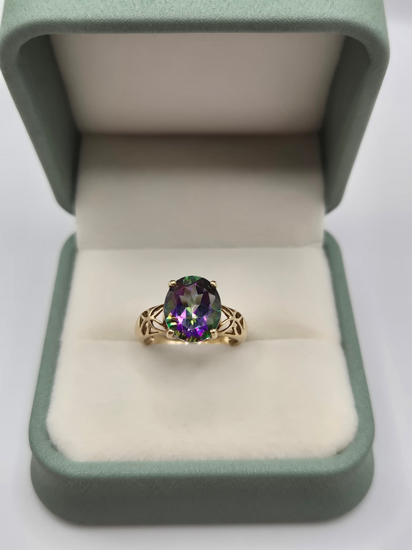 9ct gold mystic topaz ring