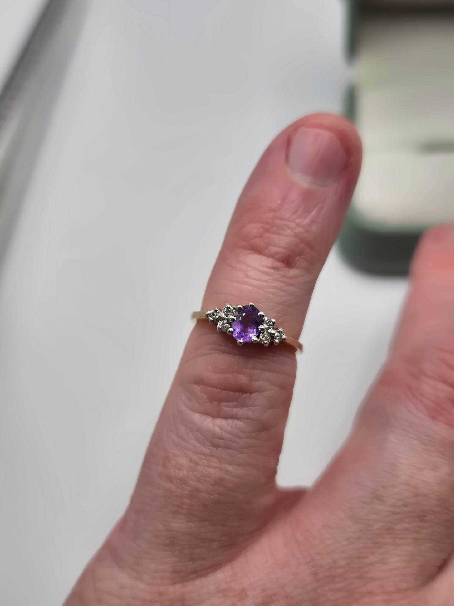 9ct gold amethyst and diamond ring