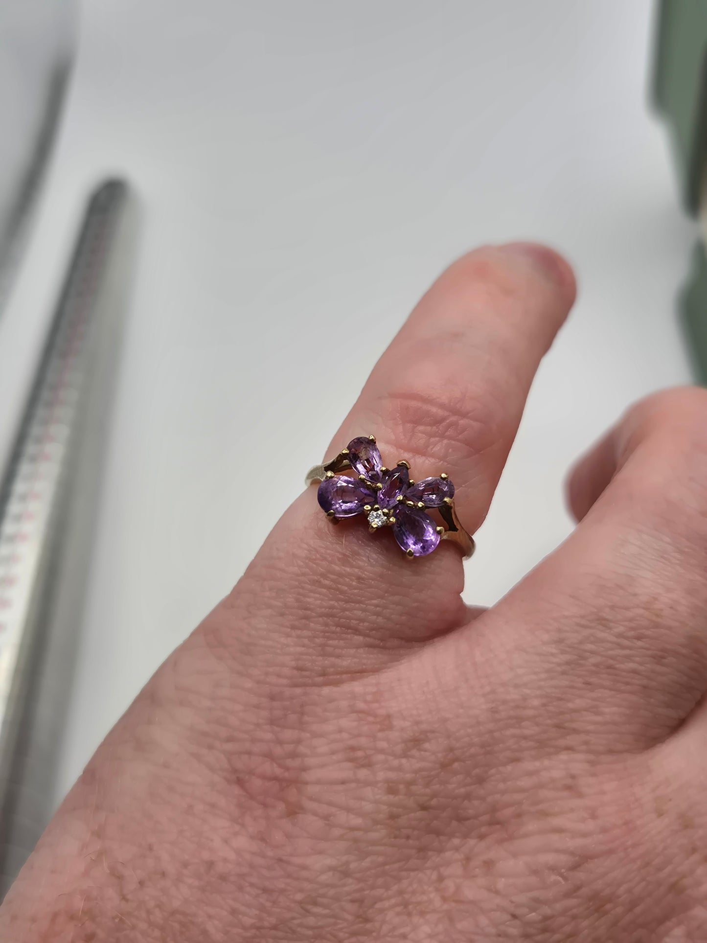 9ct gold amethyst butterfly ring