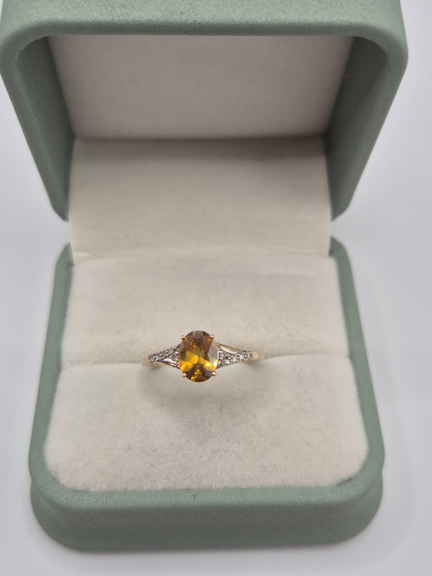 9ct gold citrine and zircon ring