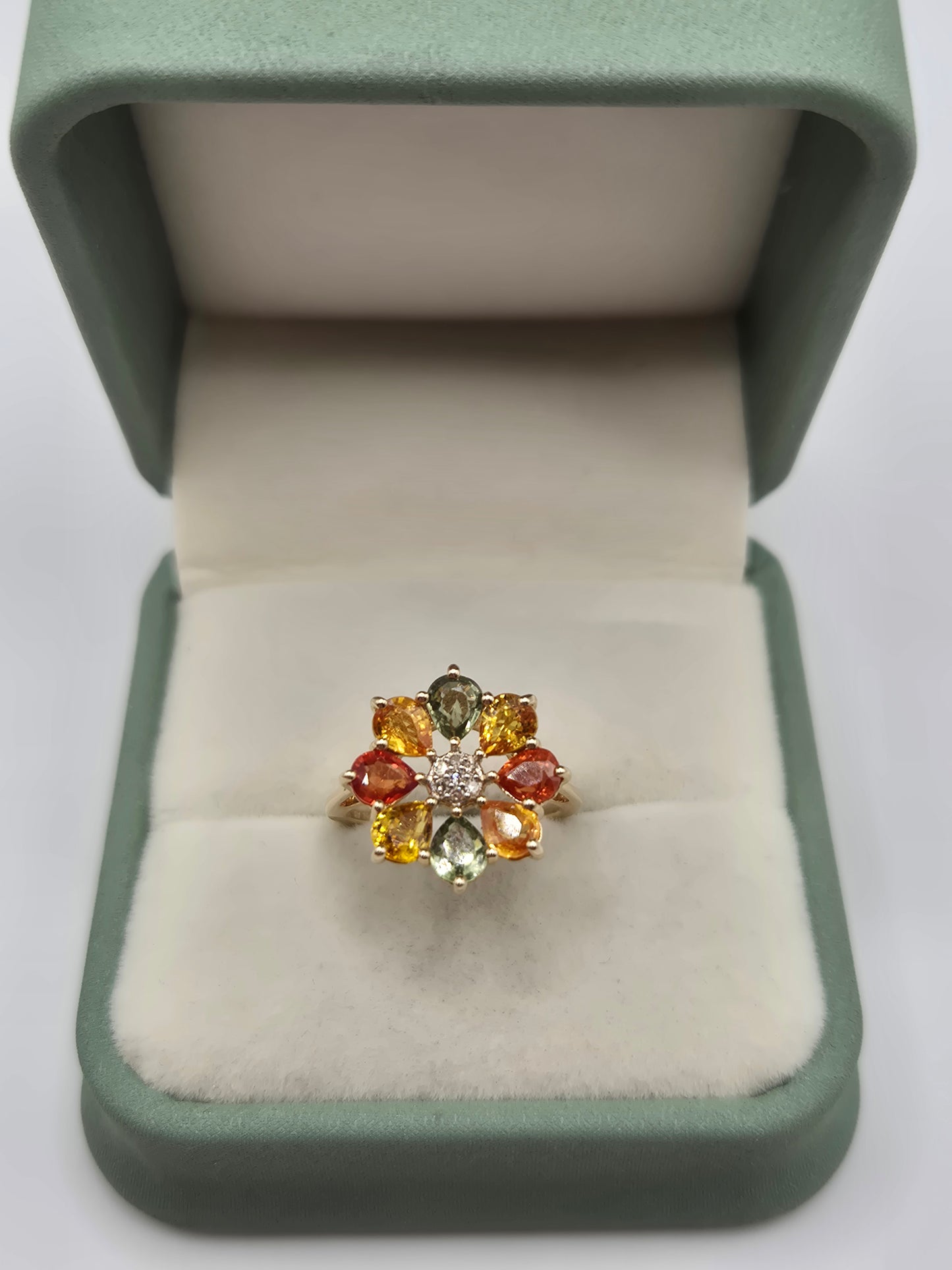 9ct gold fancy sapphire and diamond ring