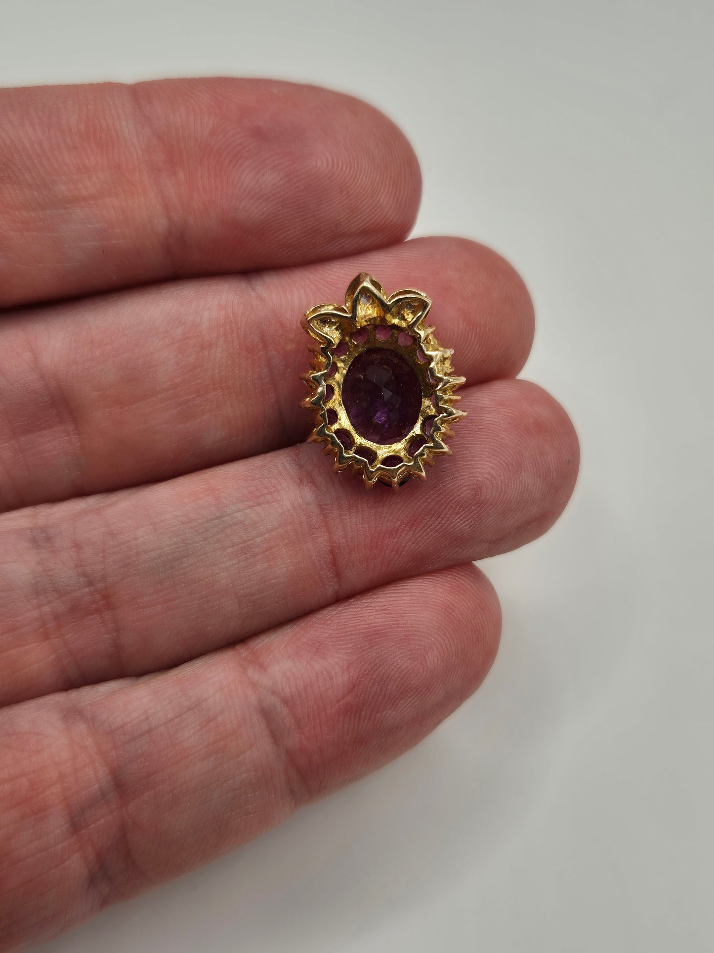 9ct gold amethyst and diamond pendant