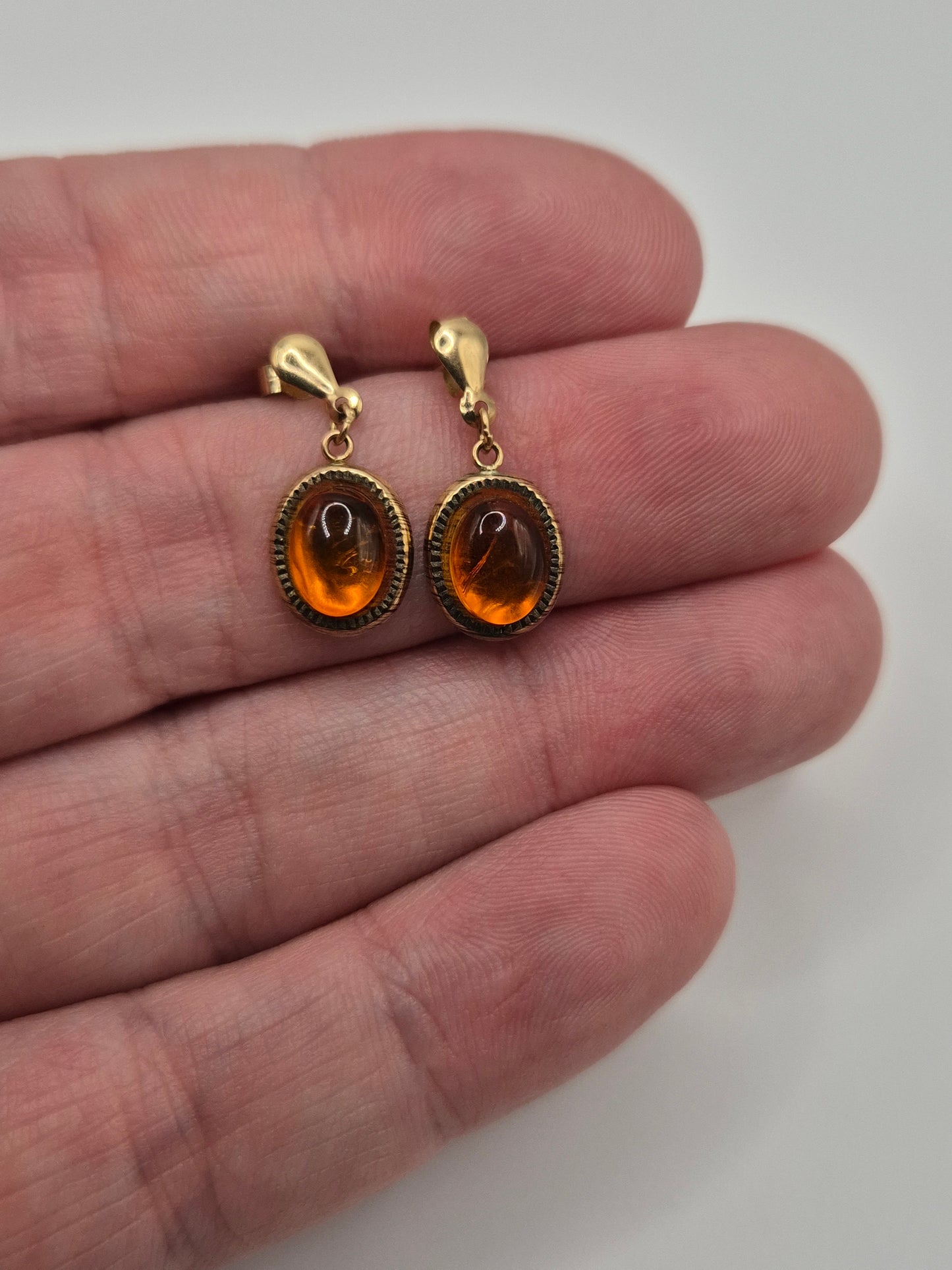 9ct gold amber earrings
