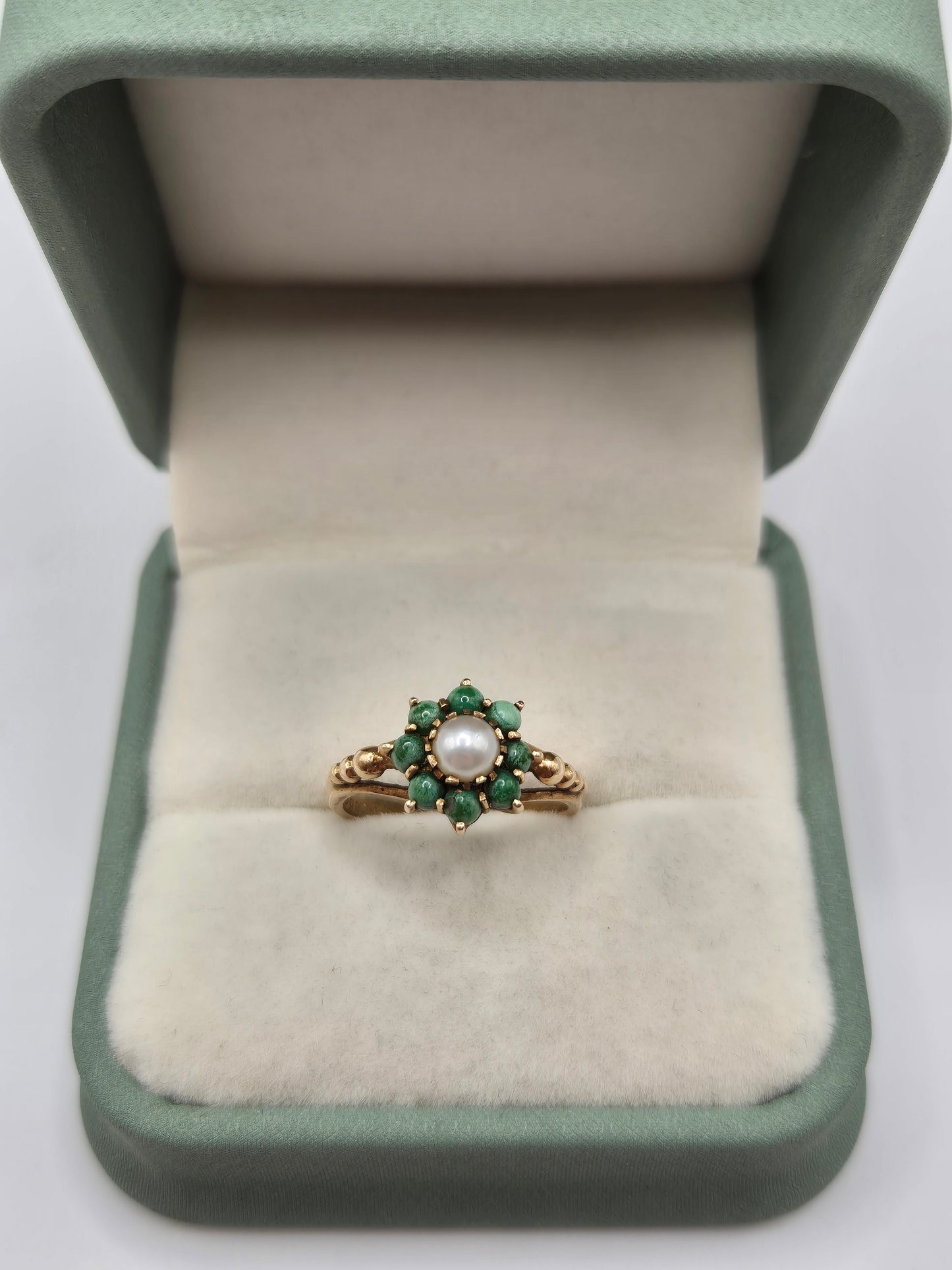 9ct gold turquoise and pearl ring