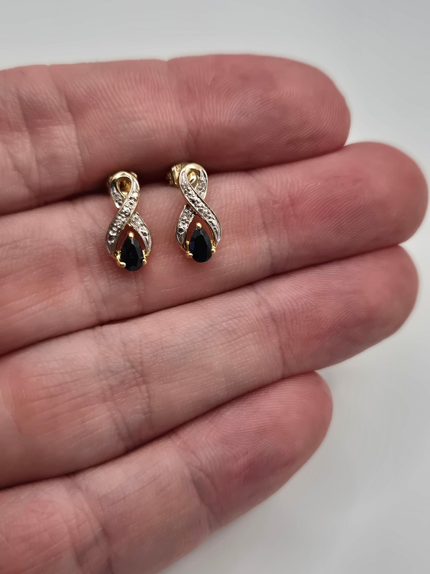 9ct gold sapphire and diamond earrings