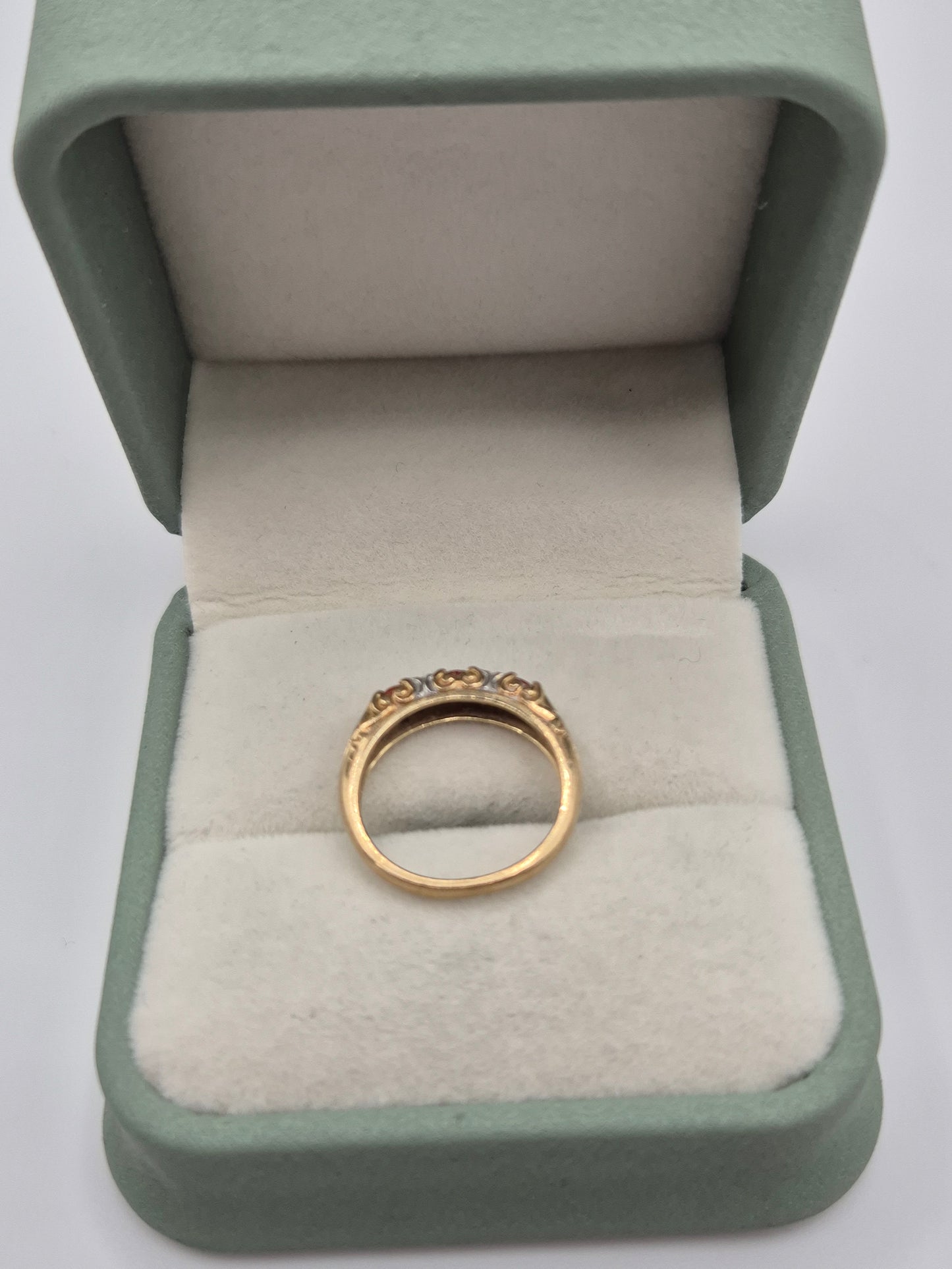 9ct gold fire opal and diamond ring