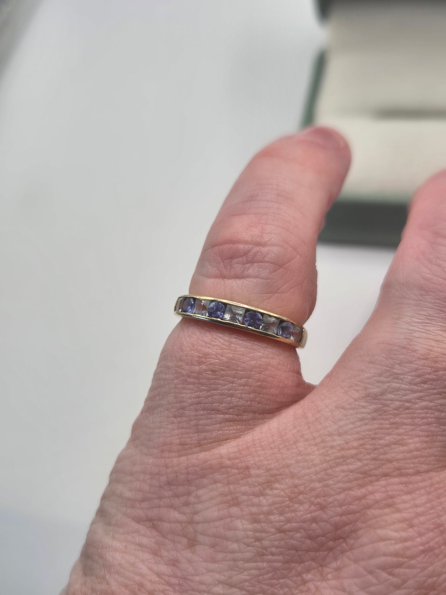 9ct gold tanzanite and zircon ring