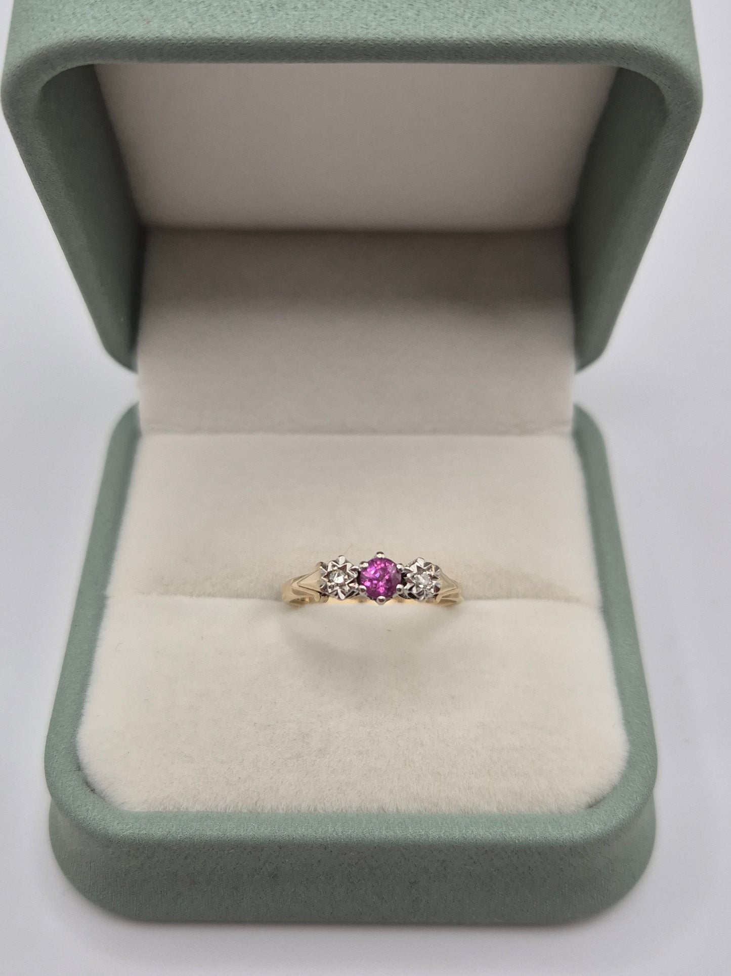 9ct gold ruby and diamond ring