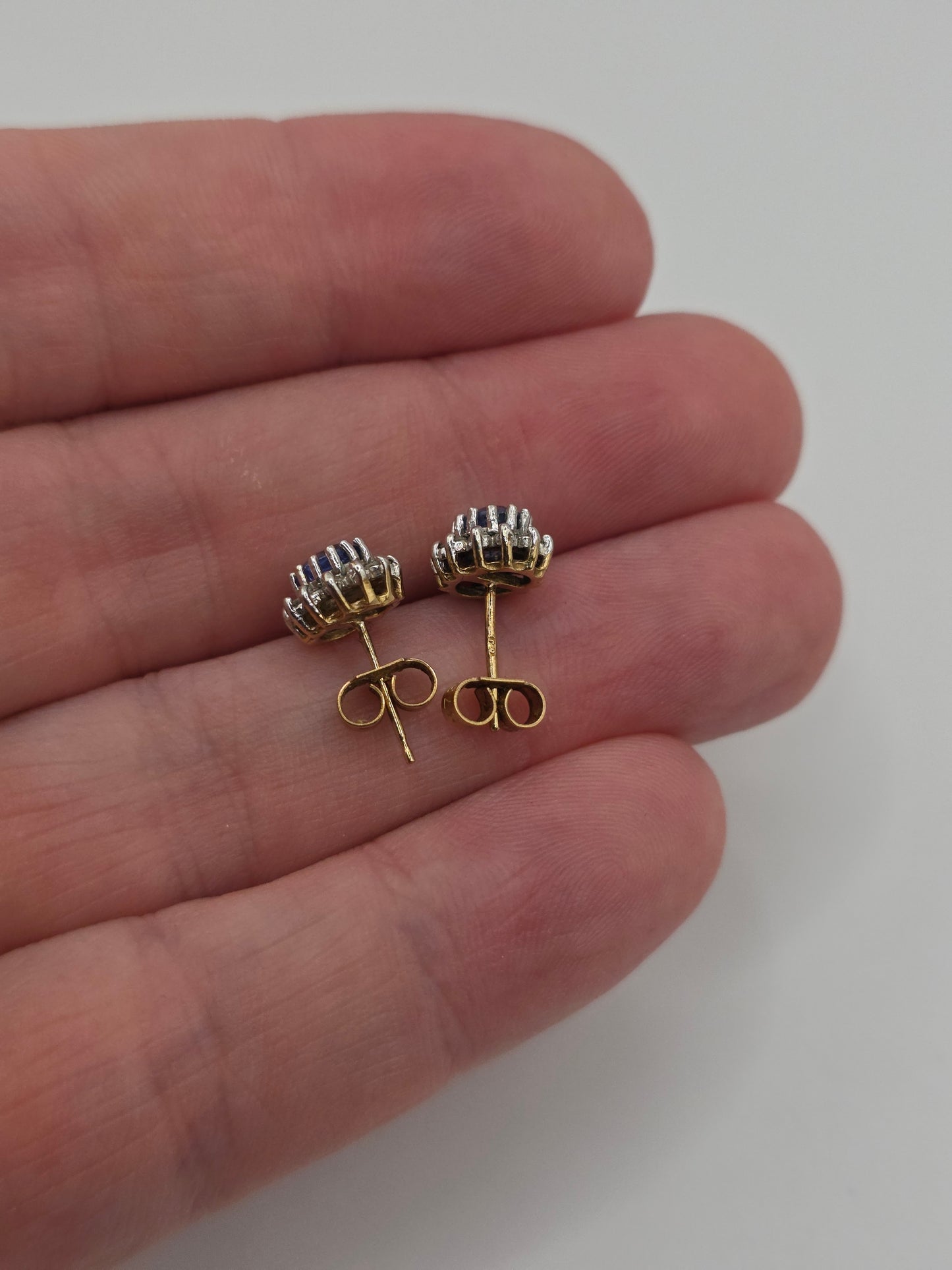 9ct gold sapphire and diamond earrings