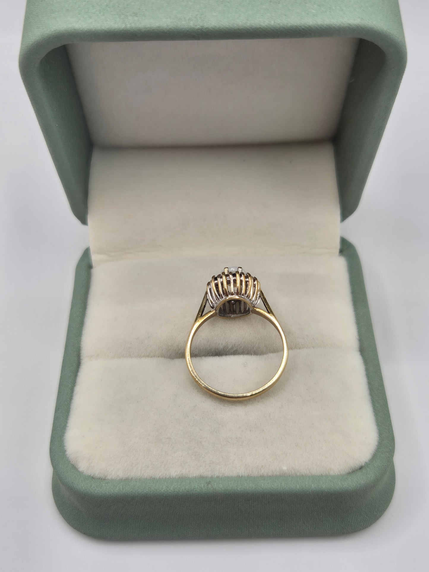 9ct gold opal, sapphire and cz ring