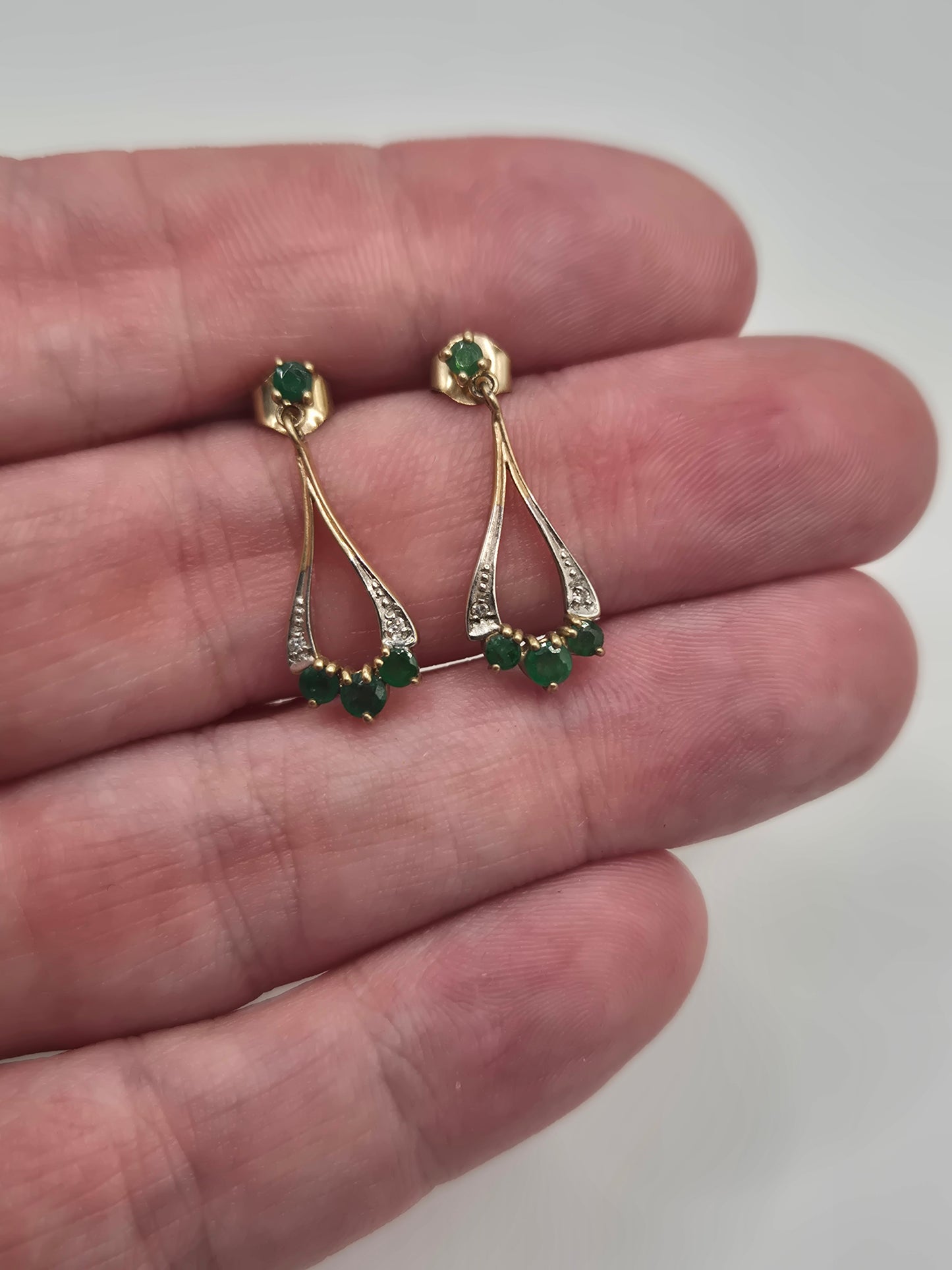 9ct gold emerald and diamond earrings