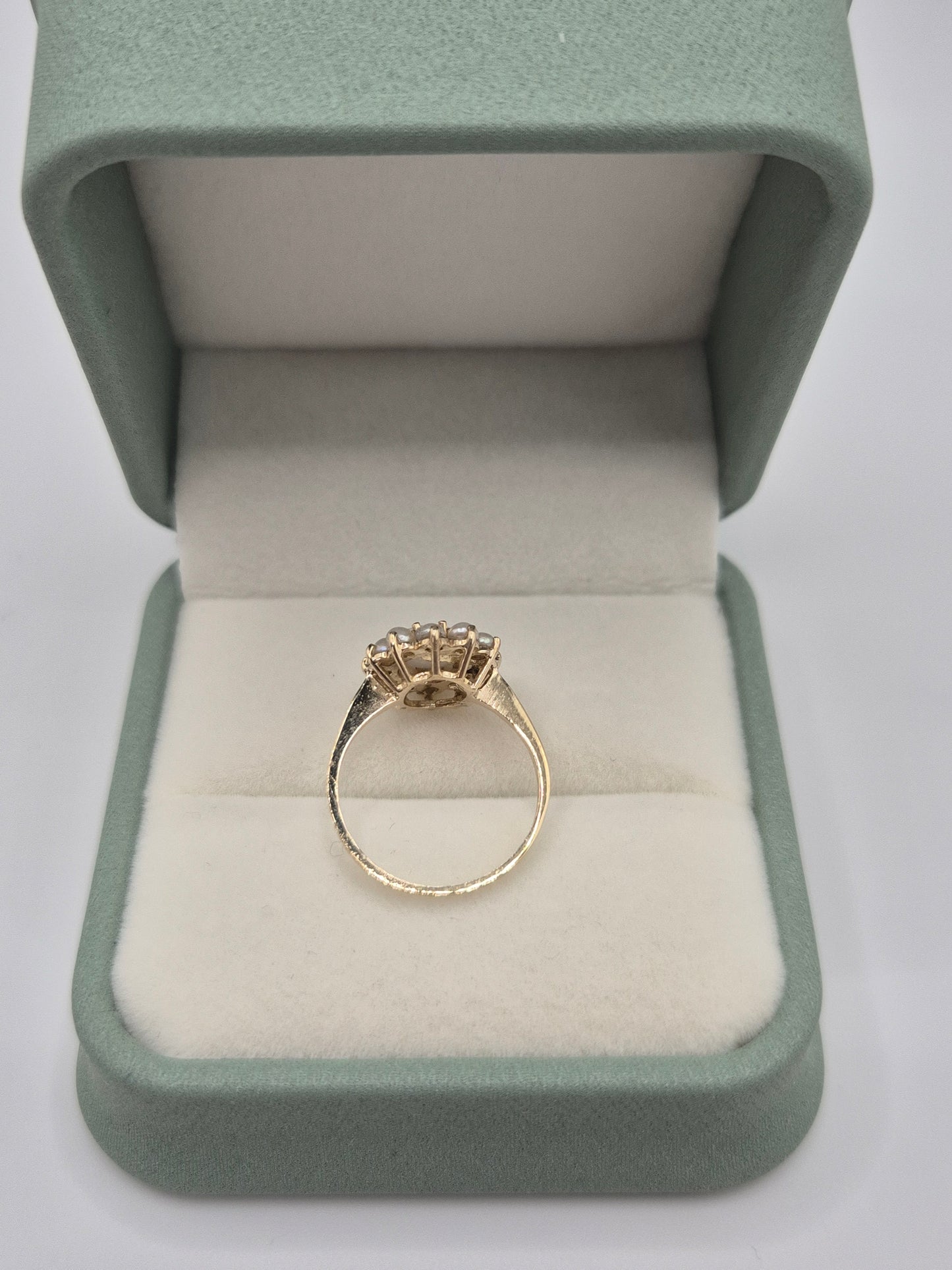 9ct gold limoge and pearl ring