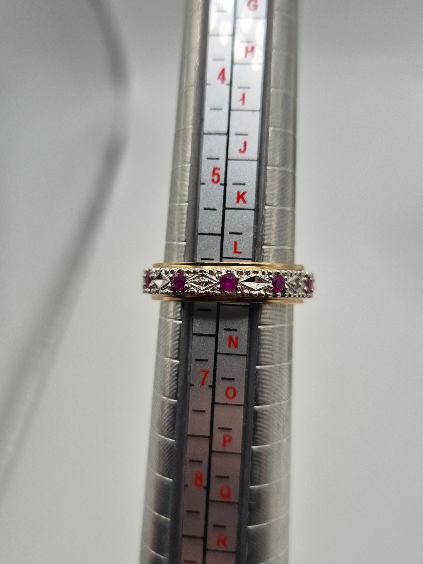 9ct gold ruby and diamond eternity ring