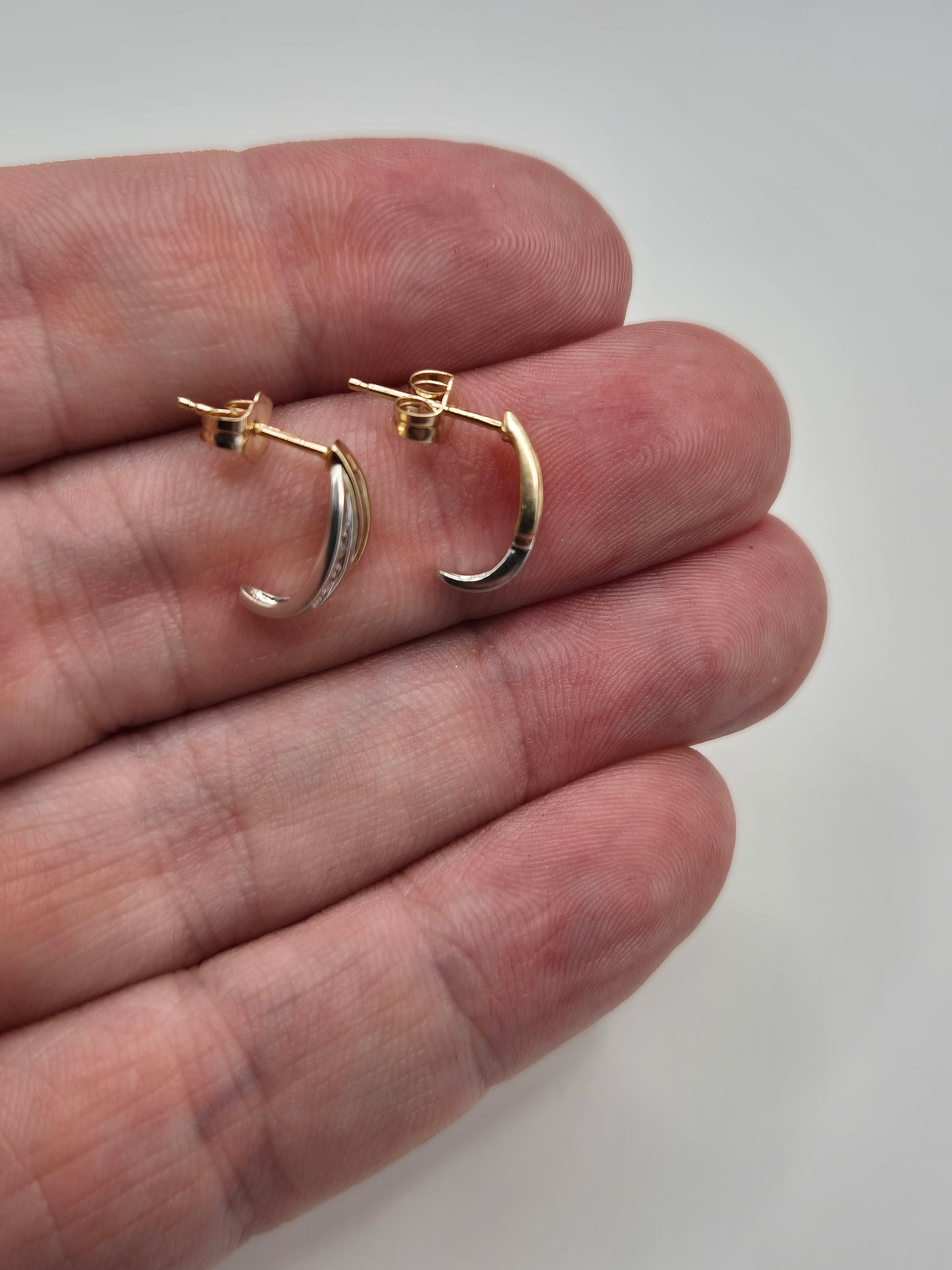 9ct two tone gold diamond earrings