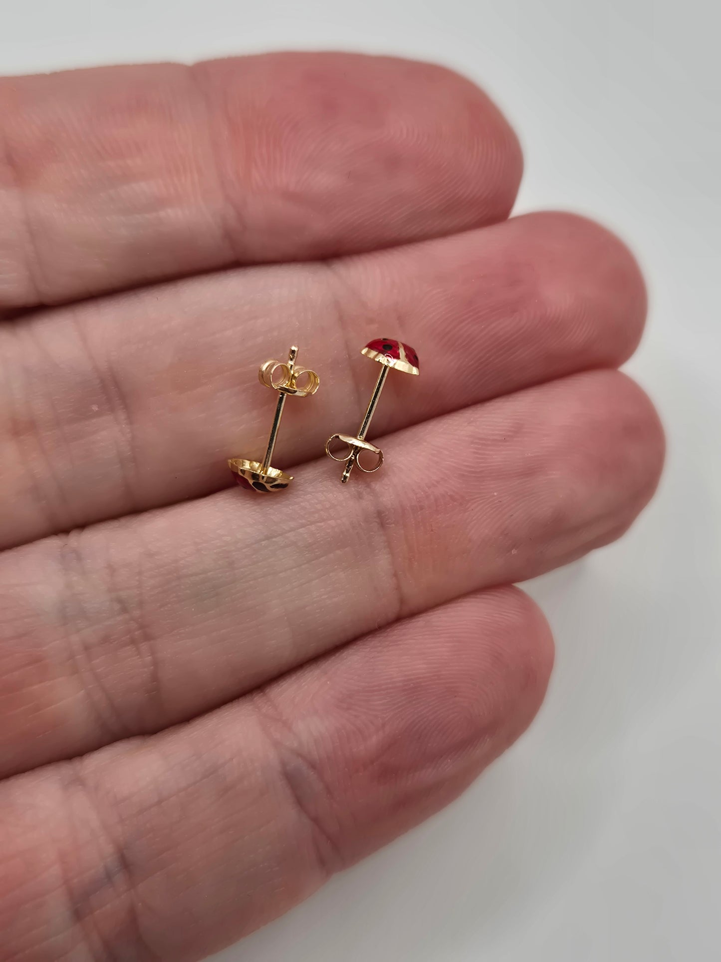9ct gold lady bird earrings