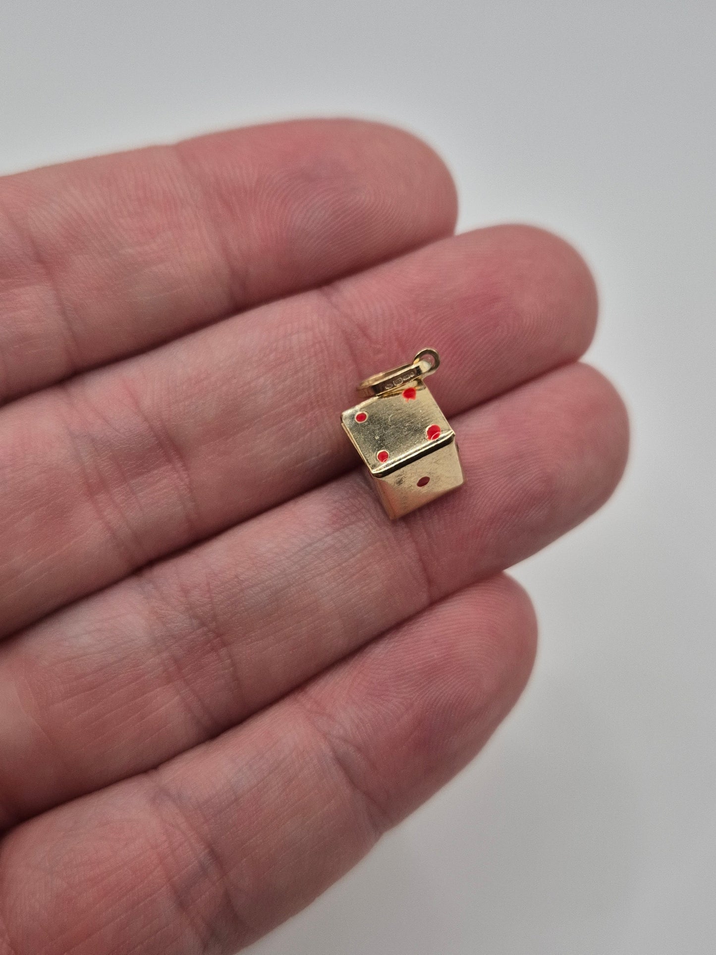 9ct gold enamelled dice Charm