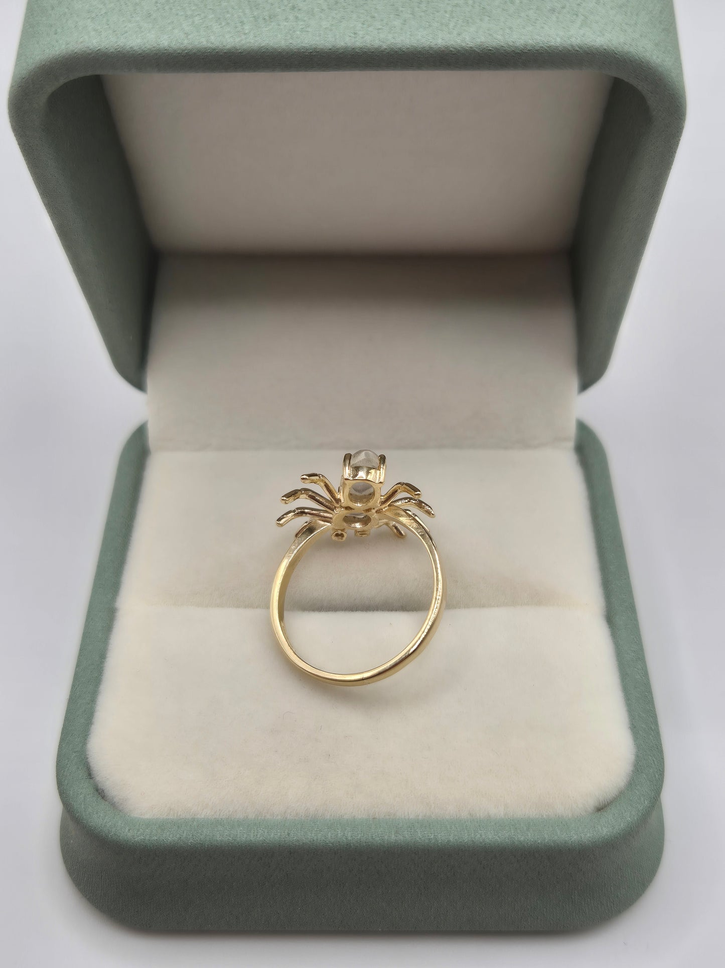 9ct gold moonstone and diamond spider ring