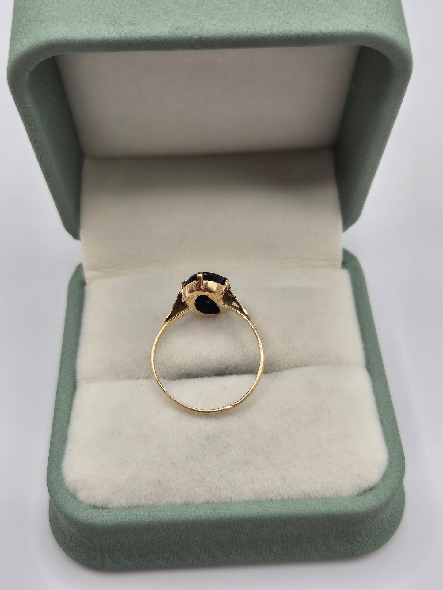 9ct gold onyx initial ring