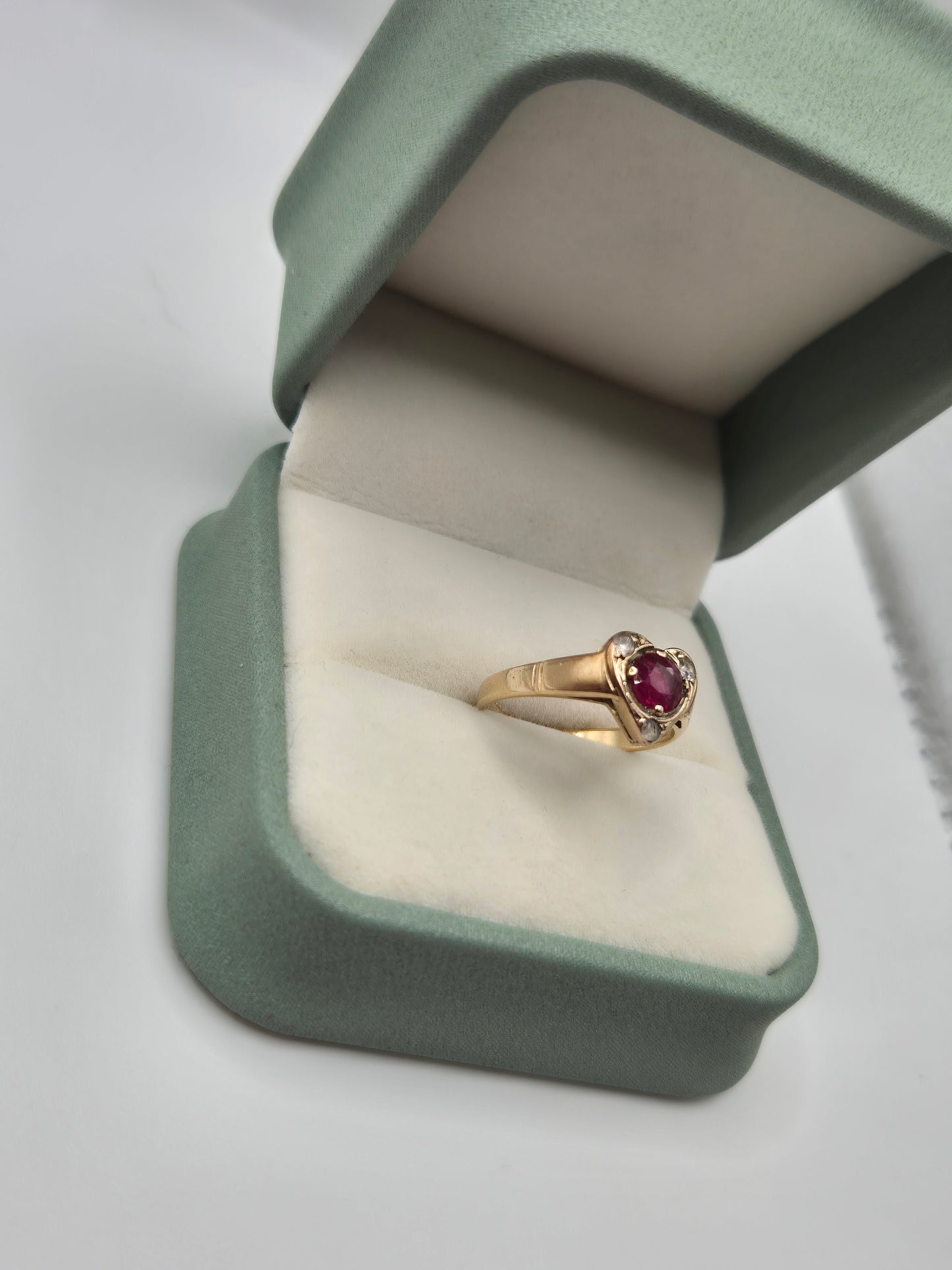Vintage 9ct gold ruby and diamond ring