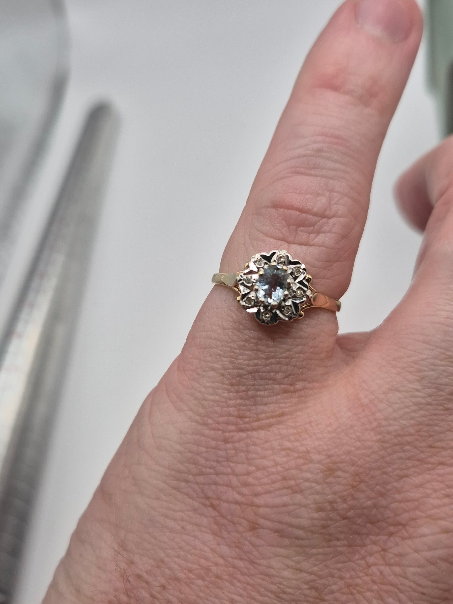 9ct gold topaz and diamond ring