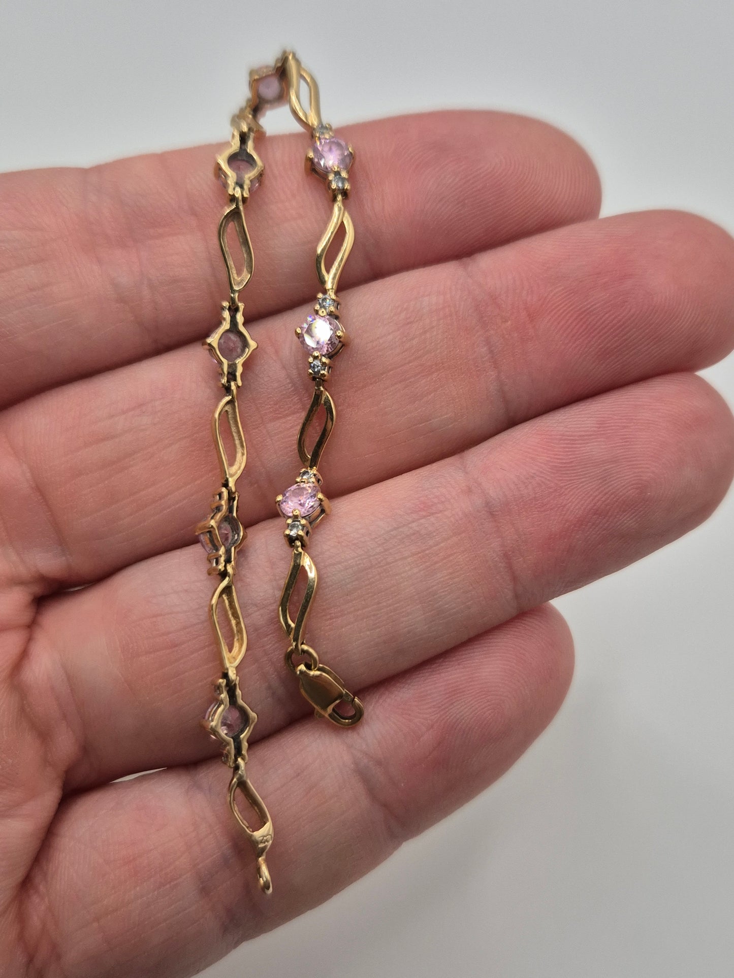 9ct gold pink cz bracelet bracelet