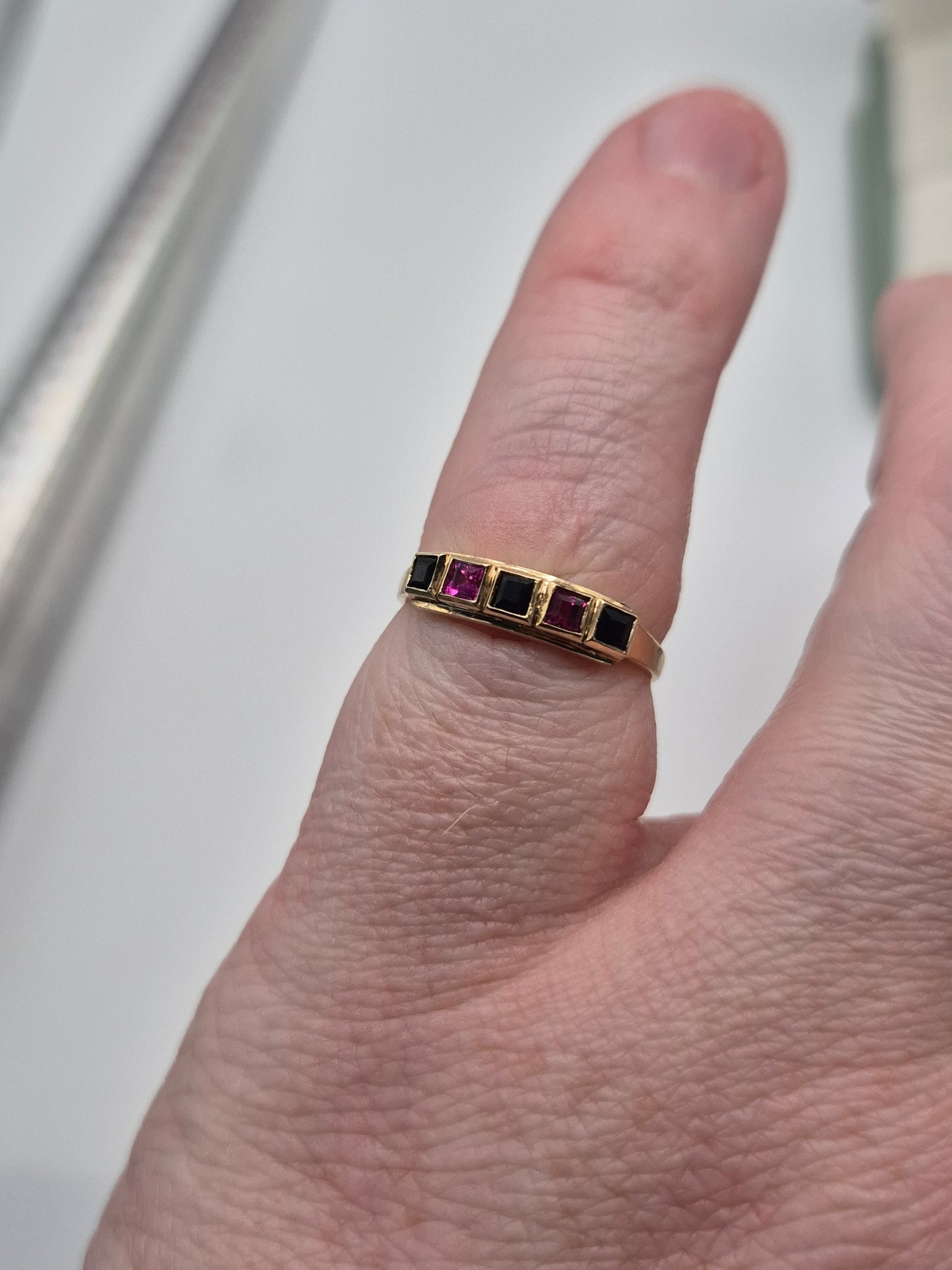 9ct gold ruby and sapphire ring