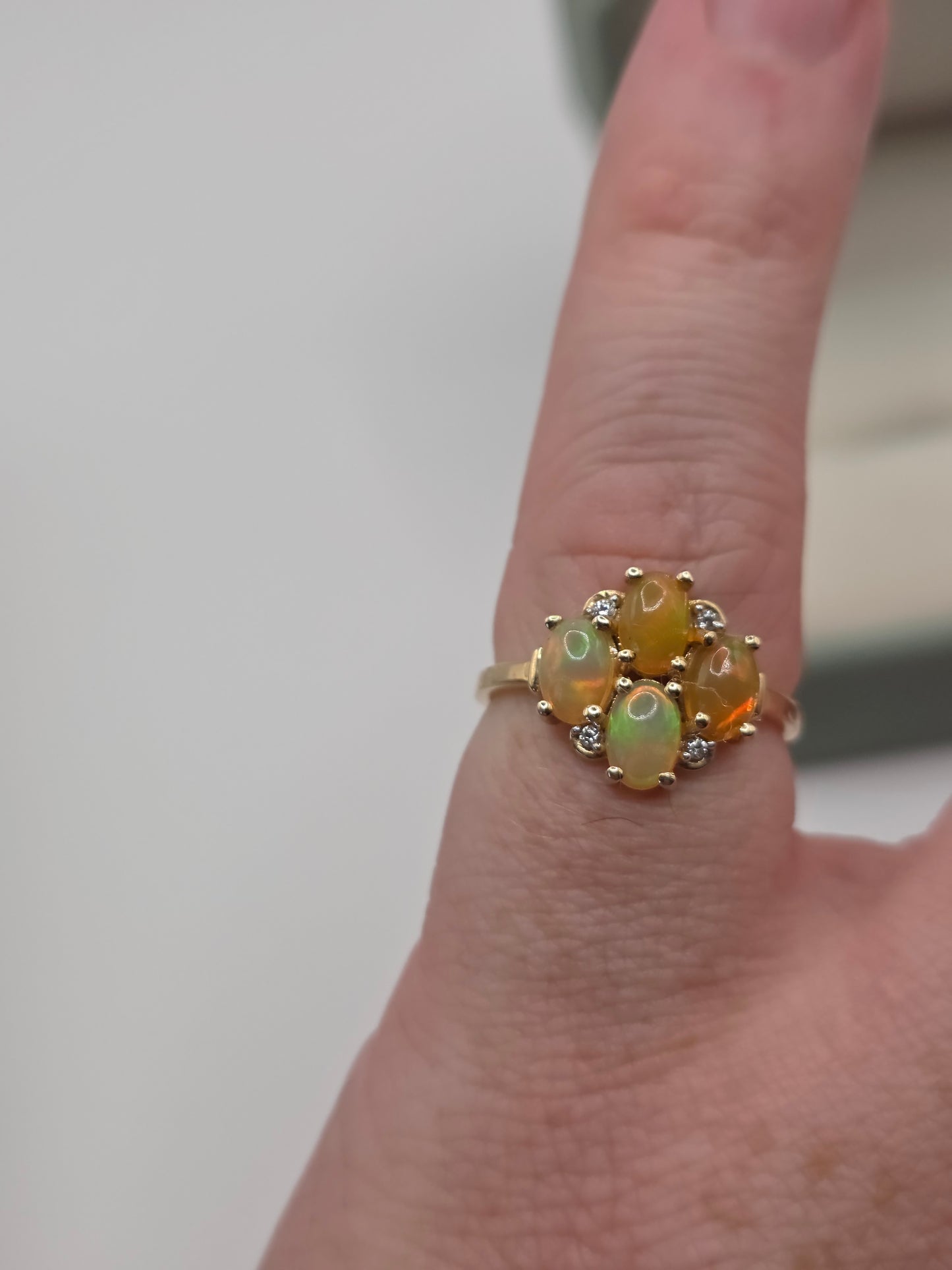 9ct gold opal and zircon ring