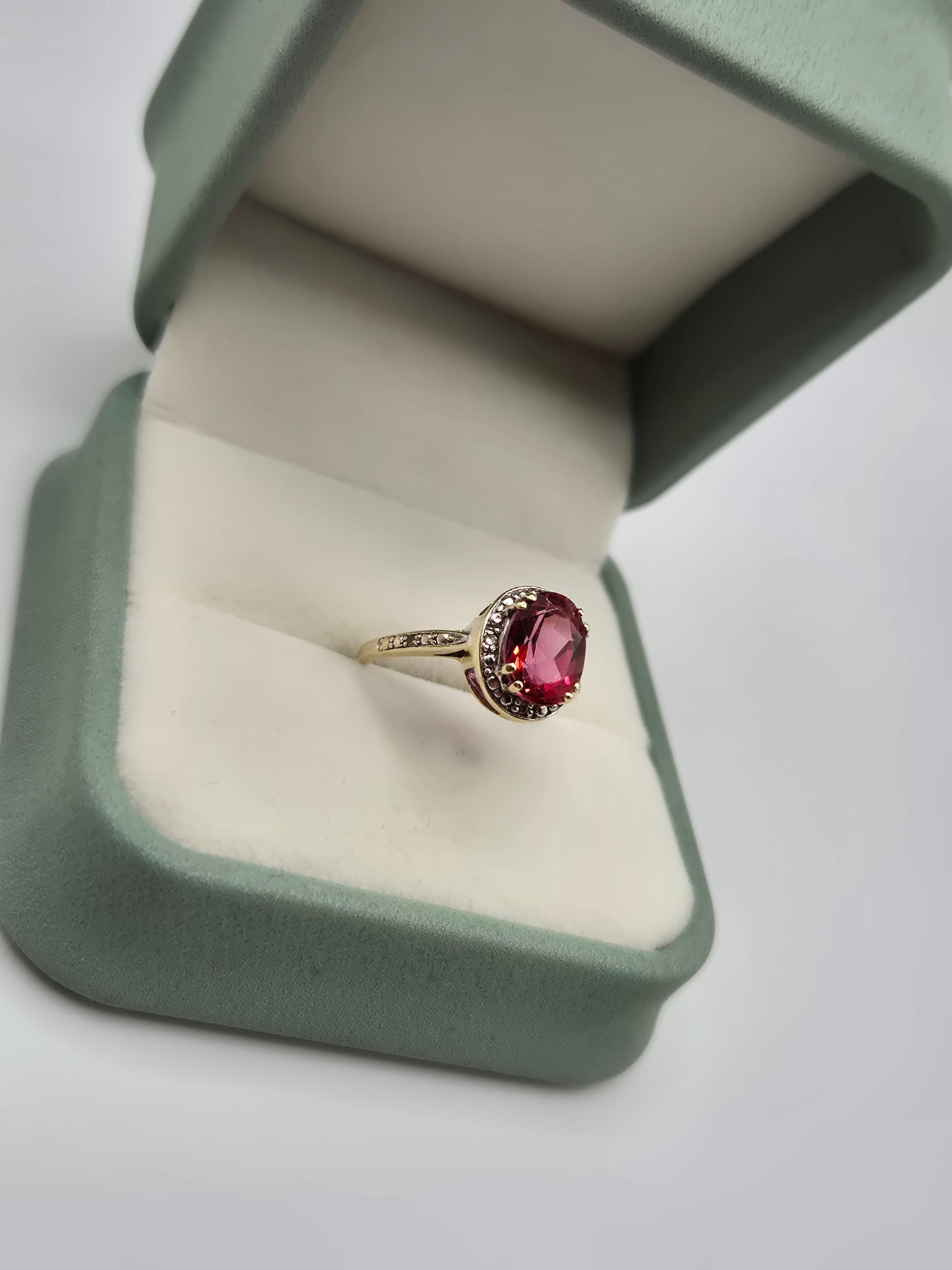 9ct gold tourmaline and diamond ring