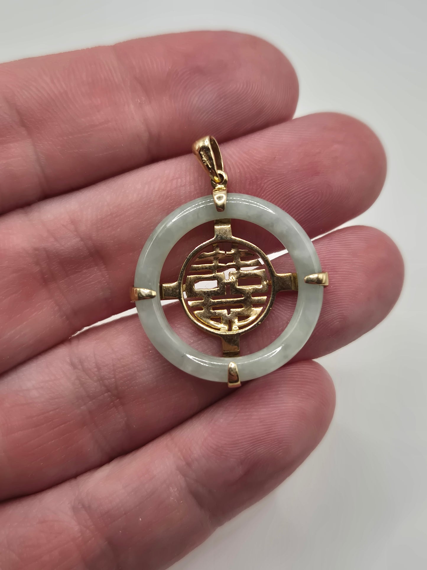 9ct gold jade and diamond pendant