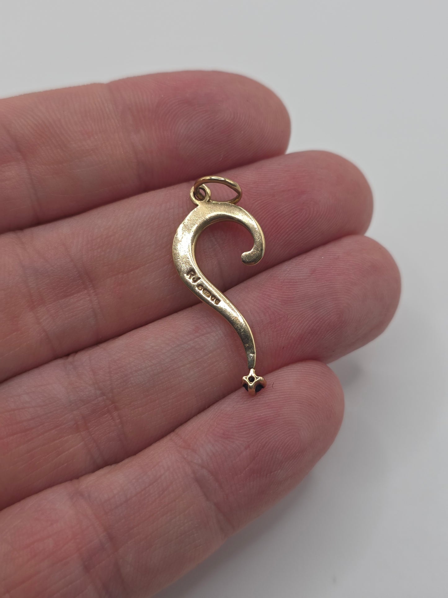 9ct gold sapphire question mark pendant